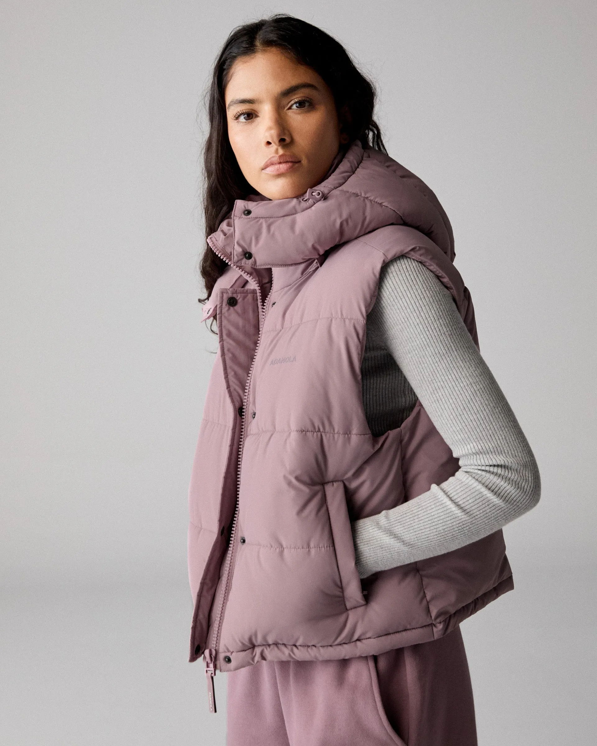 Hooded Puffer Gilet - Dusk Purple sold by Adanola