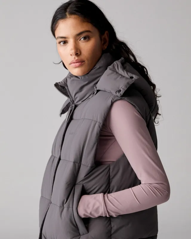 Hooded Puffer Gilet - Slate Grey sold by Adanola