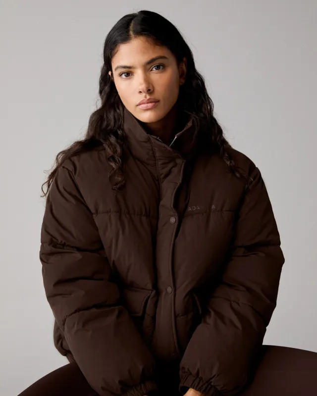 Funnel Neck Puffer Jacket - Chocolate Brown sold by Adanola