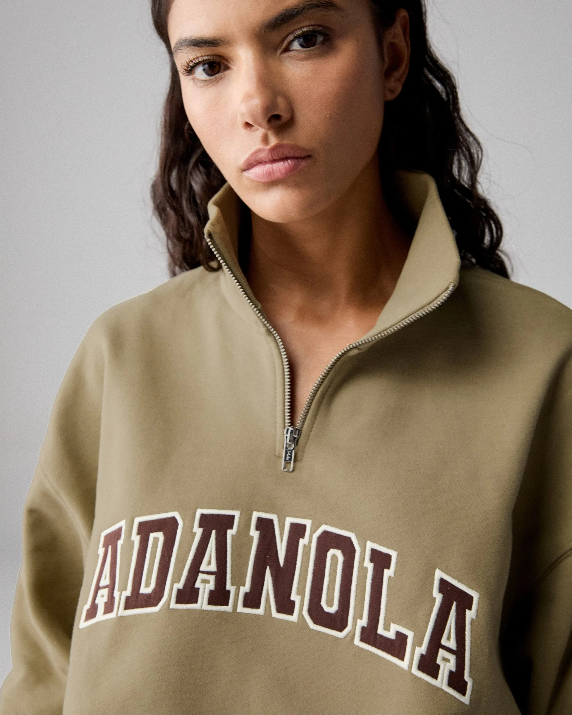 Varsity Relaxed Funnel Neck Zip Sweatshirt - Pistachio Green sold by Adanola product image thumbnail 2