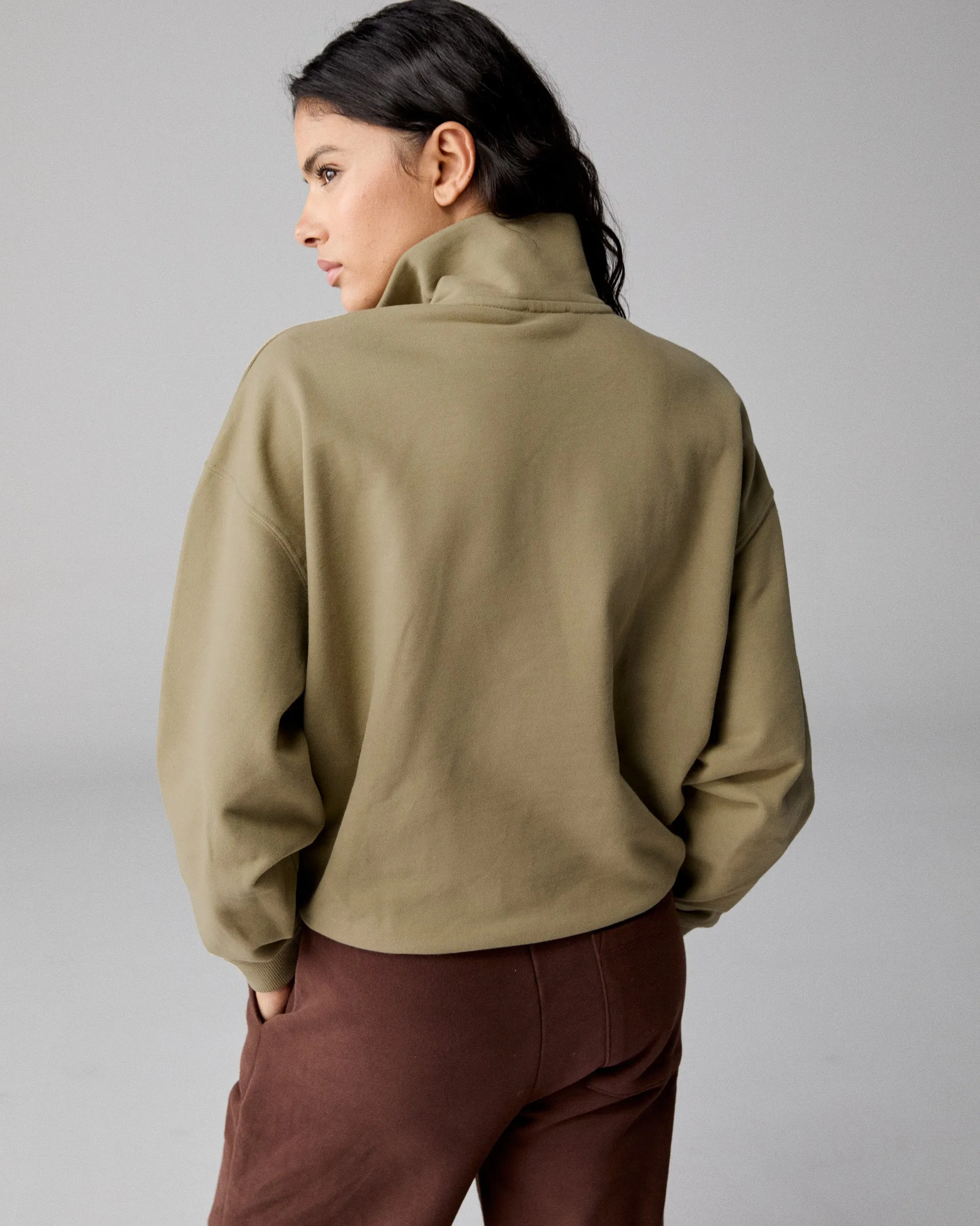 Varsity Relaxed Funnel Neck Zip Sweatshirt - Pistachio Green sold by Adanola product image thumbnail 3