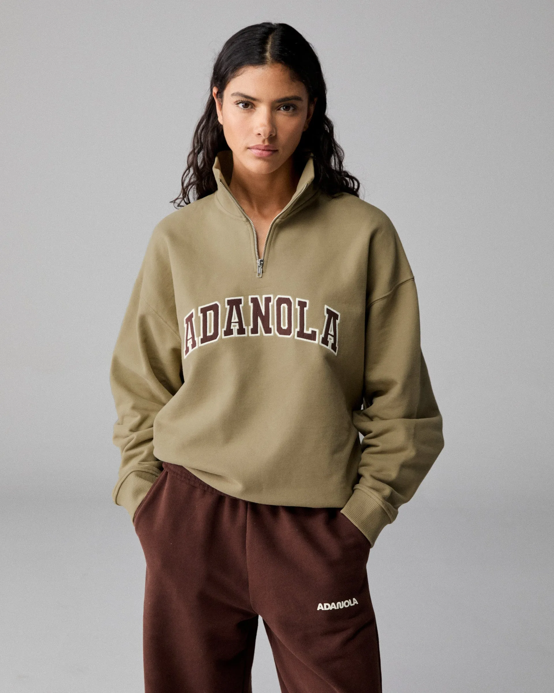Varsity Relaxed Funnel Neck Zip Sweatshirt - Pistachio Green sold by Adanola product image thumbnail 4
