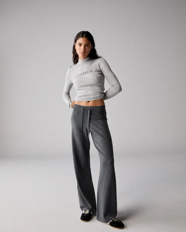 Knit Straight Leg Trousers - Dark Grey sold by Adanola