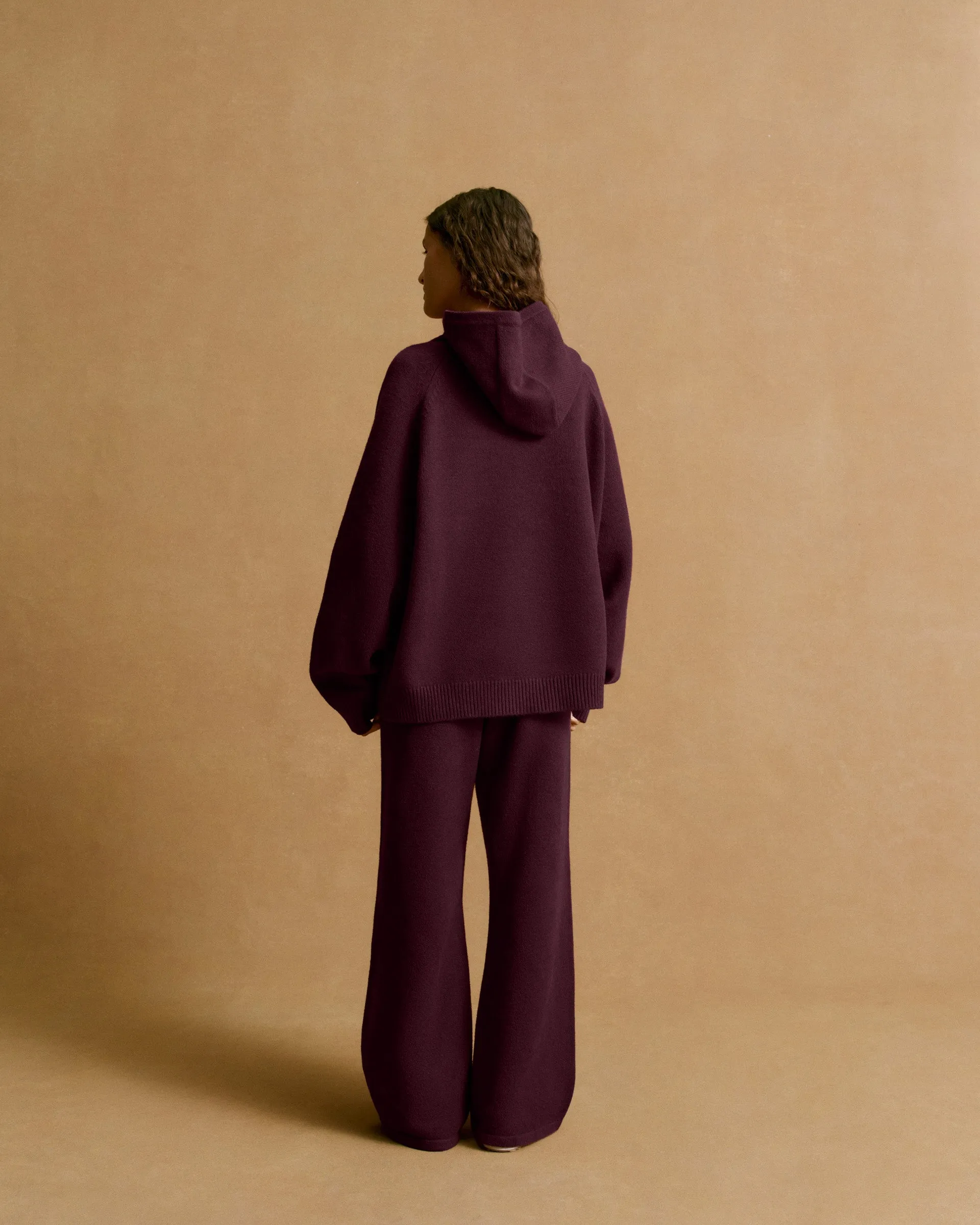 Varsity Oversized Knit Hoodie - Dark Cherry/Marshmallow White sold by Adanola product image thumbnail 2