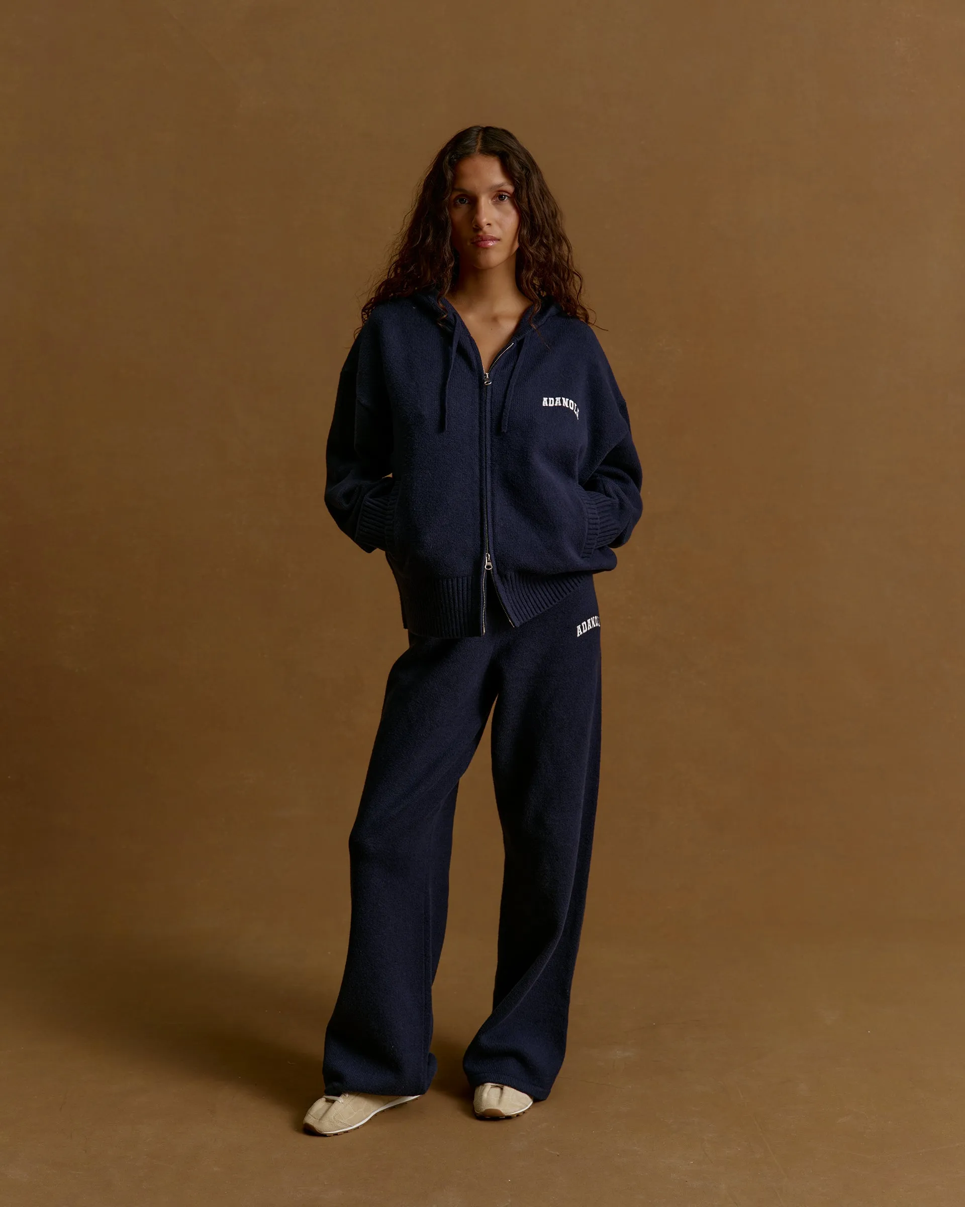 Varsity Knit Straight Leg Sweatpants - Navy Blue/Marshmallow White sold by Adanola product image thumbnail 3