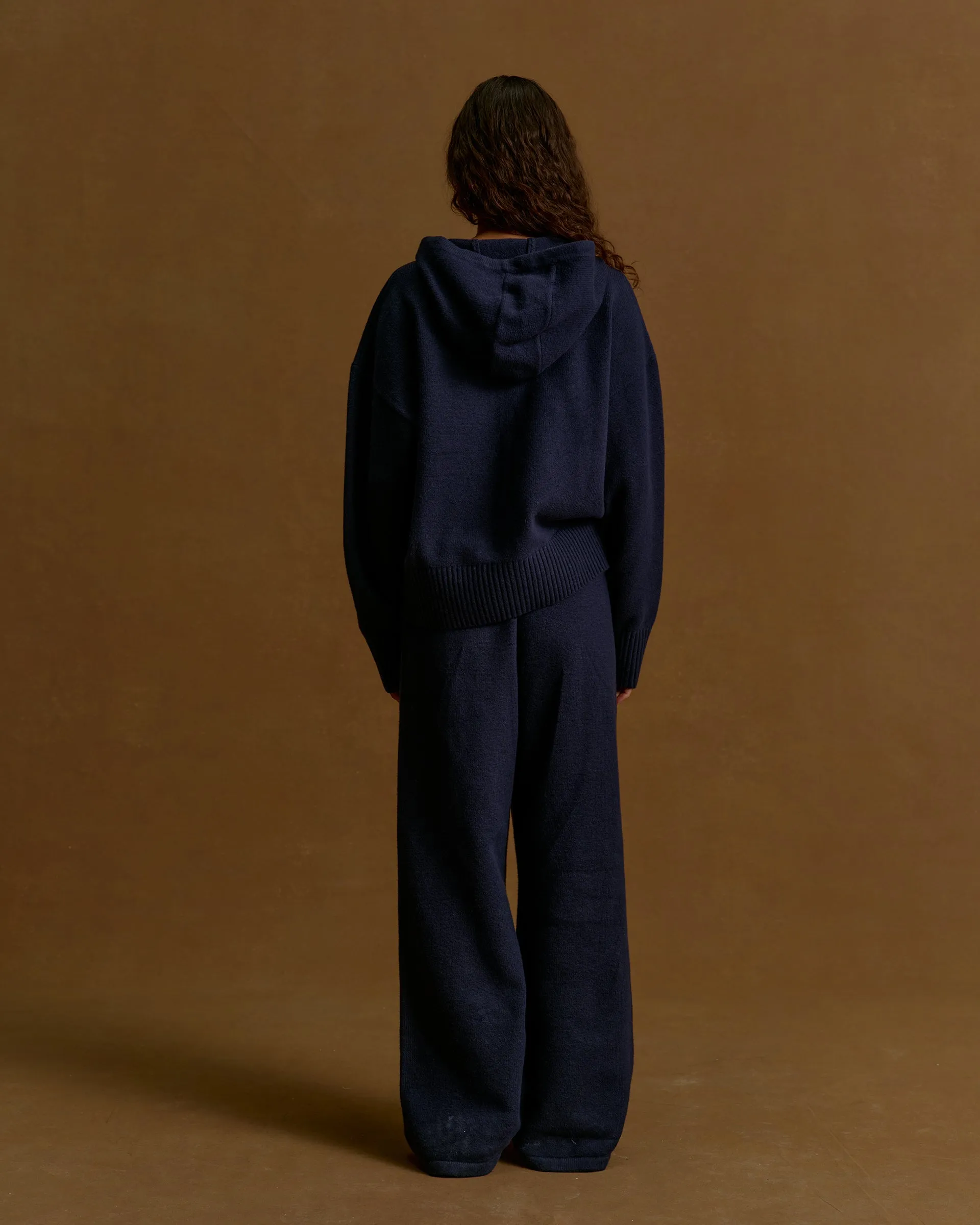 Varsity Knit Straight Leg Sweatpants - Navy Blue/Marshmallow White sold by Adanola product image thumbnail 2