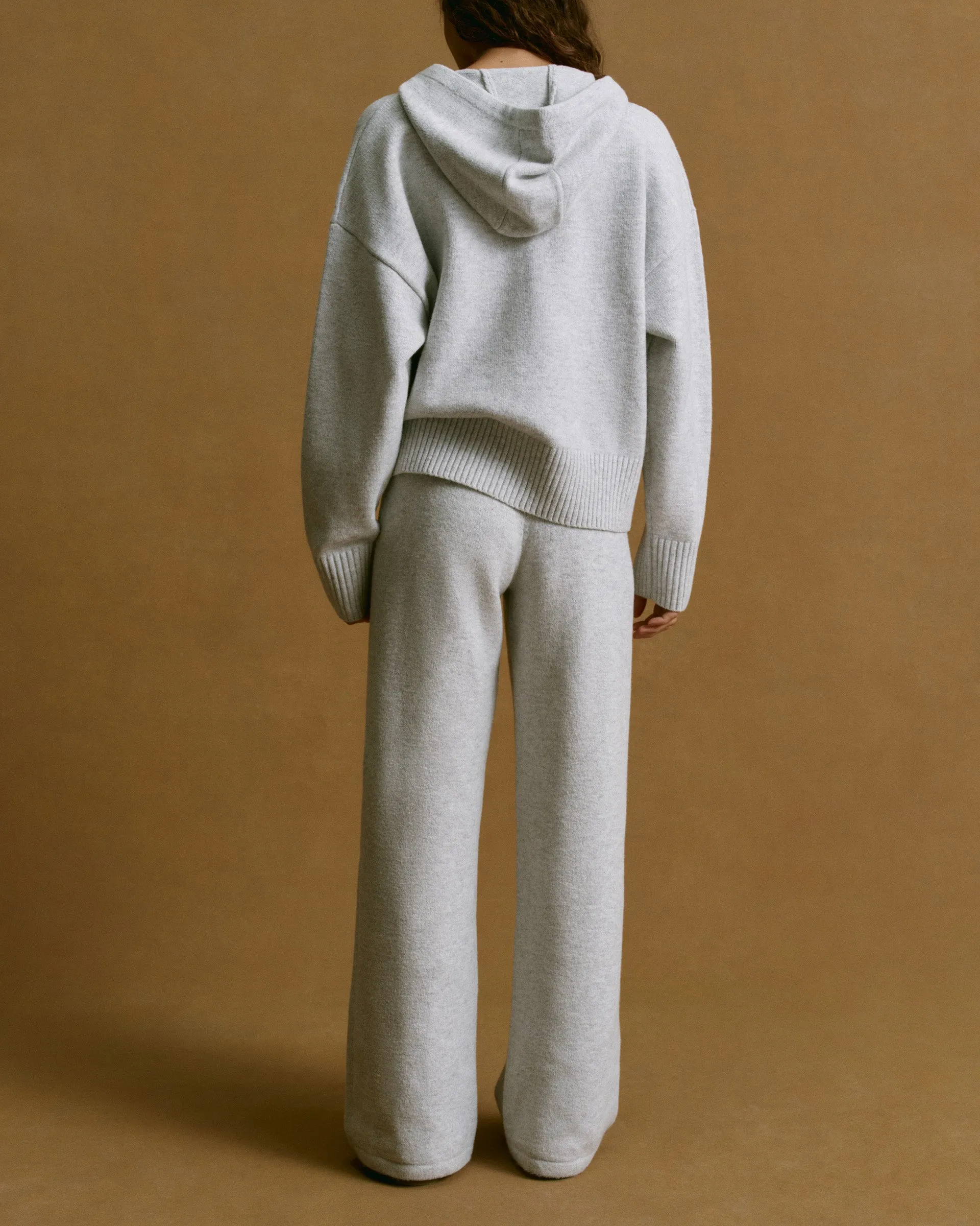 Varsity Knit Straight Leg Sweatpants - Light Grey Melange/Navy Blue sold by Adanola product image thumbnail 2