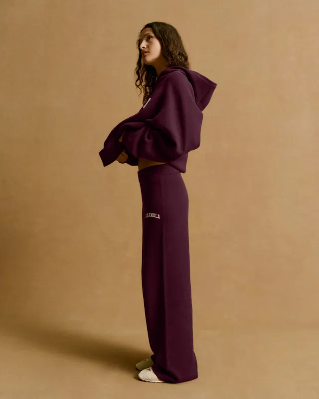 Varsity Knit Straight Leg Sweatpants - Dark Cherry/Marshmallow White sold by Adanola