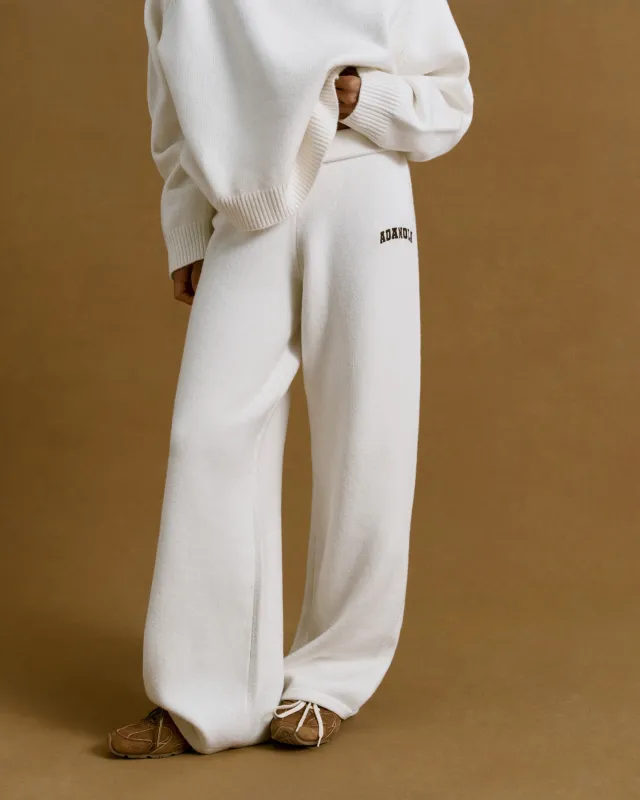 Varsity Knit Straight Leg Sweatpants - Cream/Coffee Bean sold by Adanola