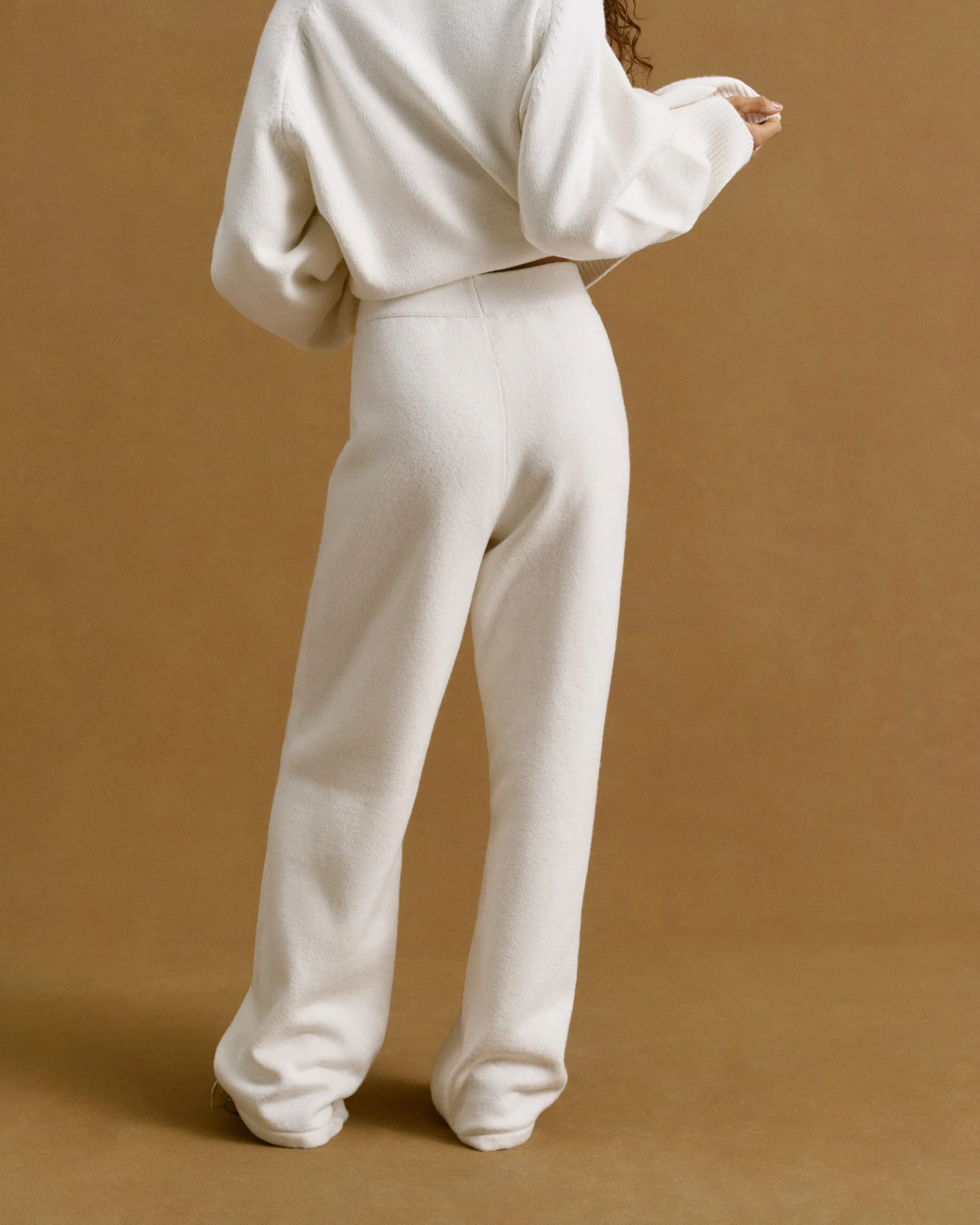 Varsity Knit Straight Leg Sweatpants - Cream/Coffee Bean sold by Adanola product image thumbnail 2