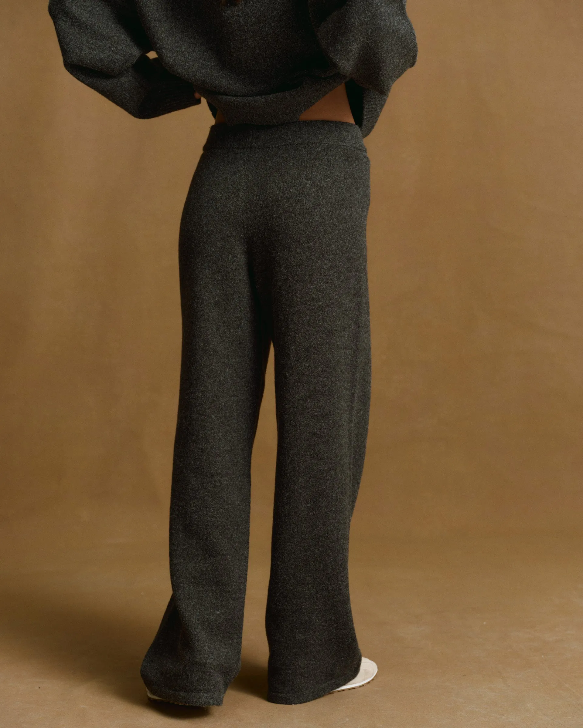 Varsity Knit Straight Leg Sweatpants - Charcoal Grey/Marshmallow White sold by Adanola product image thumbnail 2