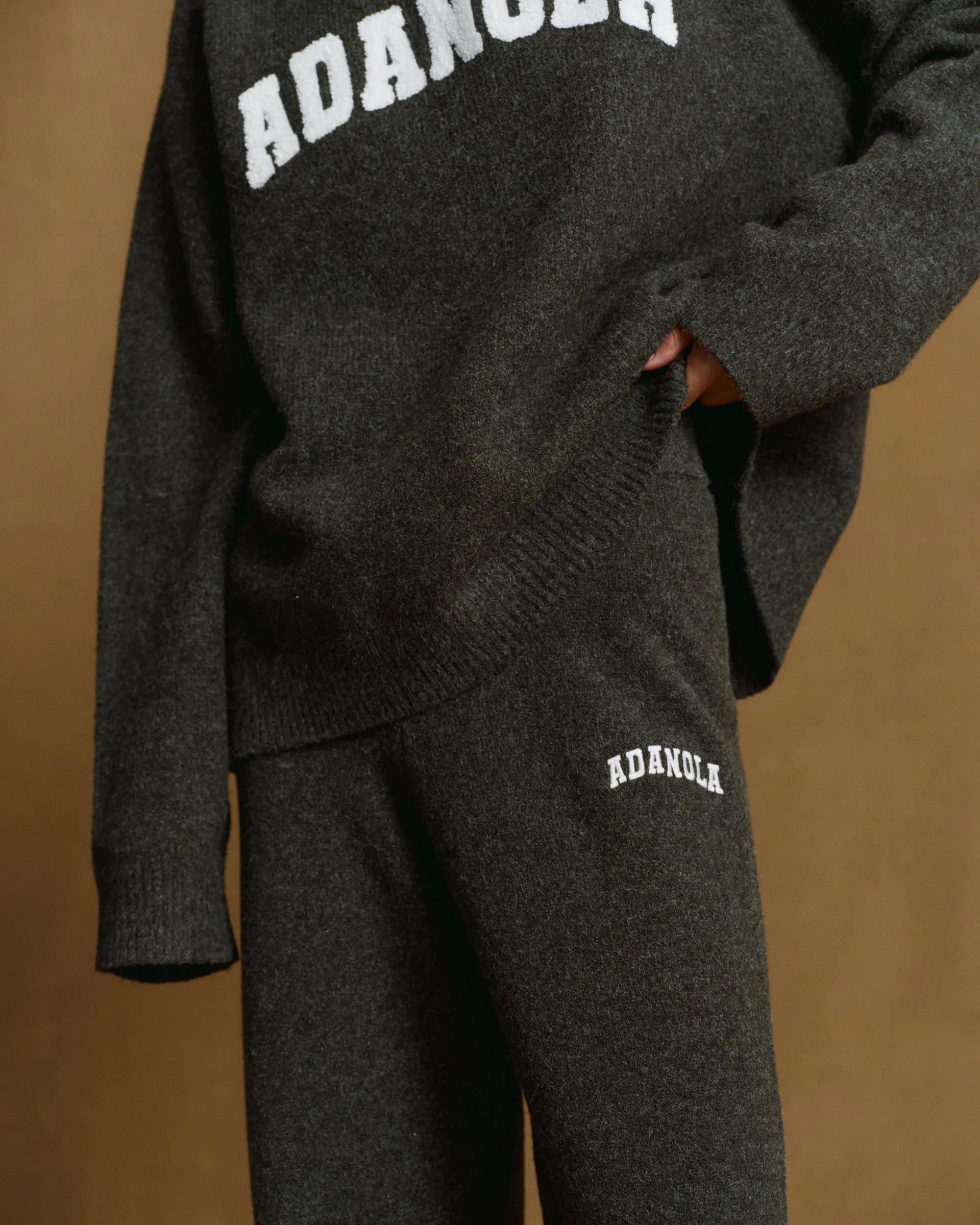 Varsity Knit Straight Leg Sweatpants - Charcoal Grey/Marshmallow White sold by Adanola product image thumbnail 3