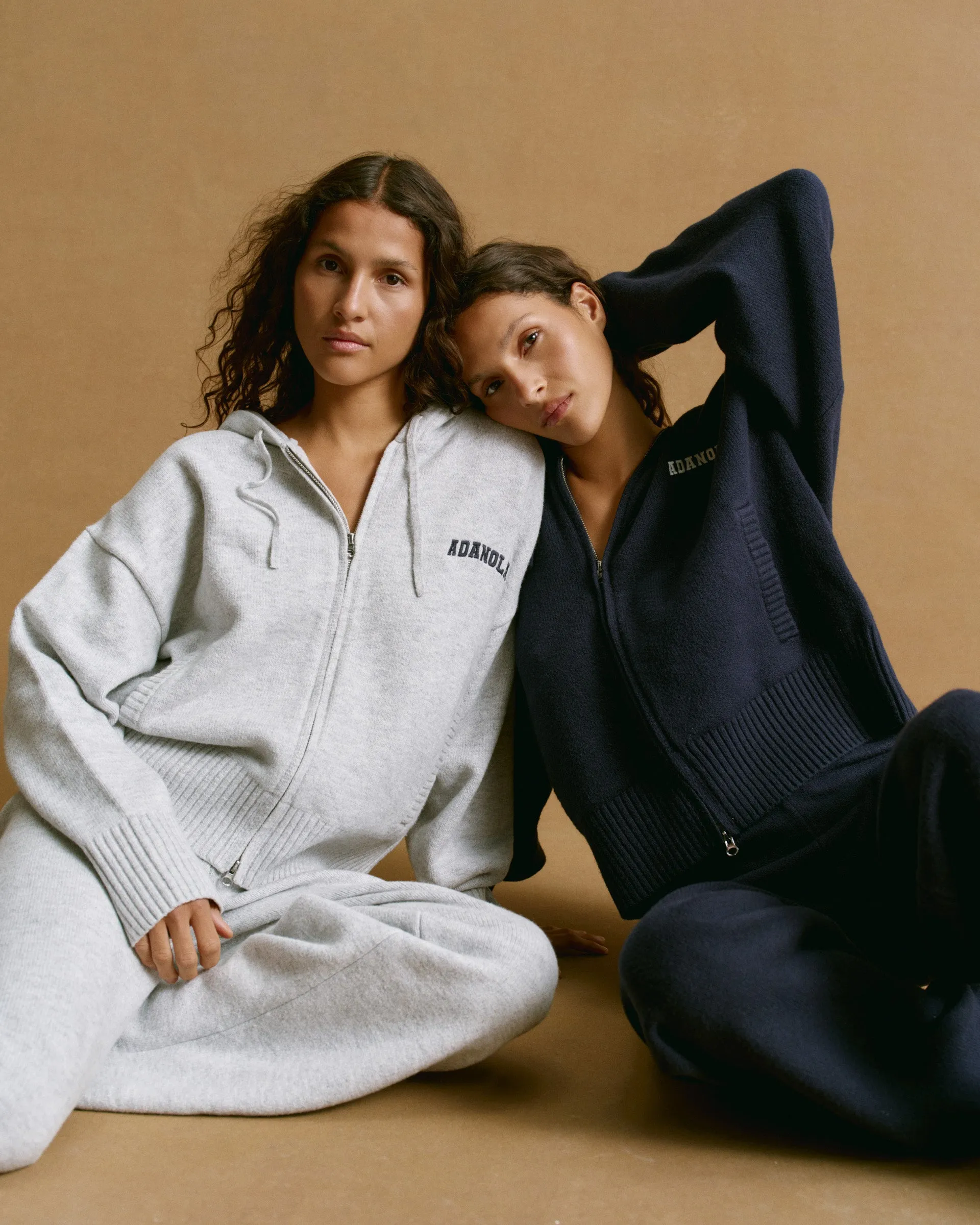 Varsity Knit Hooded Bomber Jacket - Navy Blue/Marshmallow White sold by Adanola product image thumbnail 3