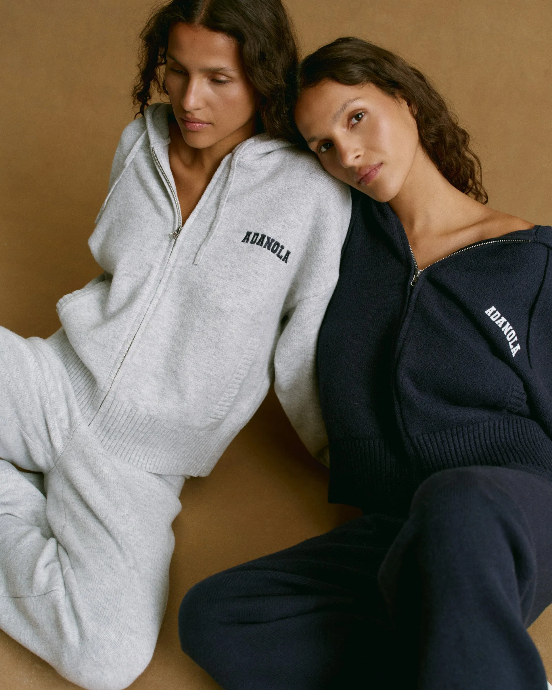 Varsity Knit Hooded Bomber Jacket - Light Grey Melange/Navy Blue sold by Adanola product image thumbnail 3