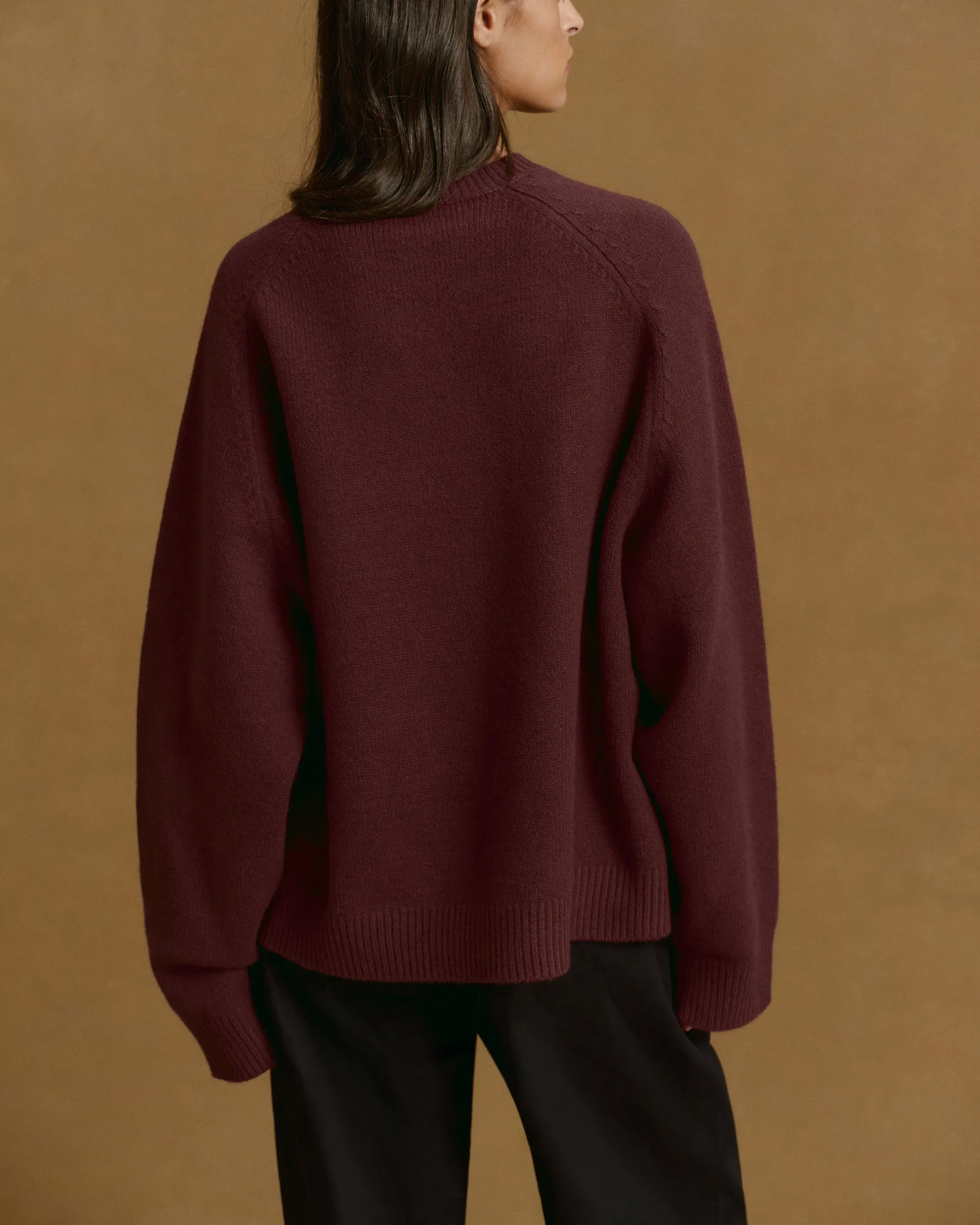 Varsity Boucle Oversized Knit Sweatshirt - Burgundy/Light Grey Melange sold by Adanola product image thumbnail 2