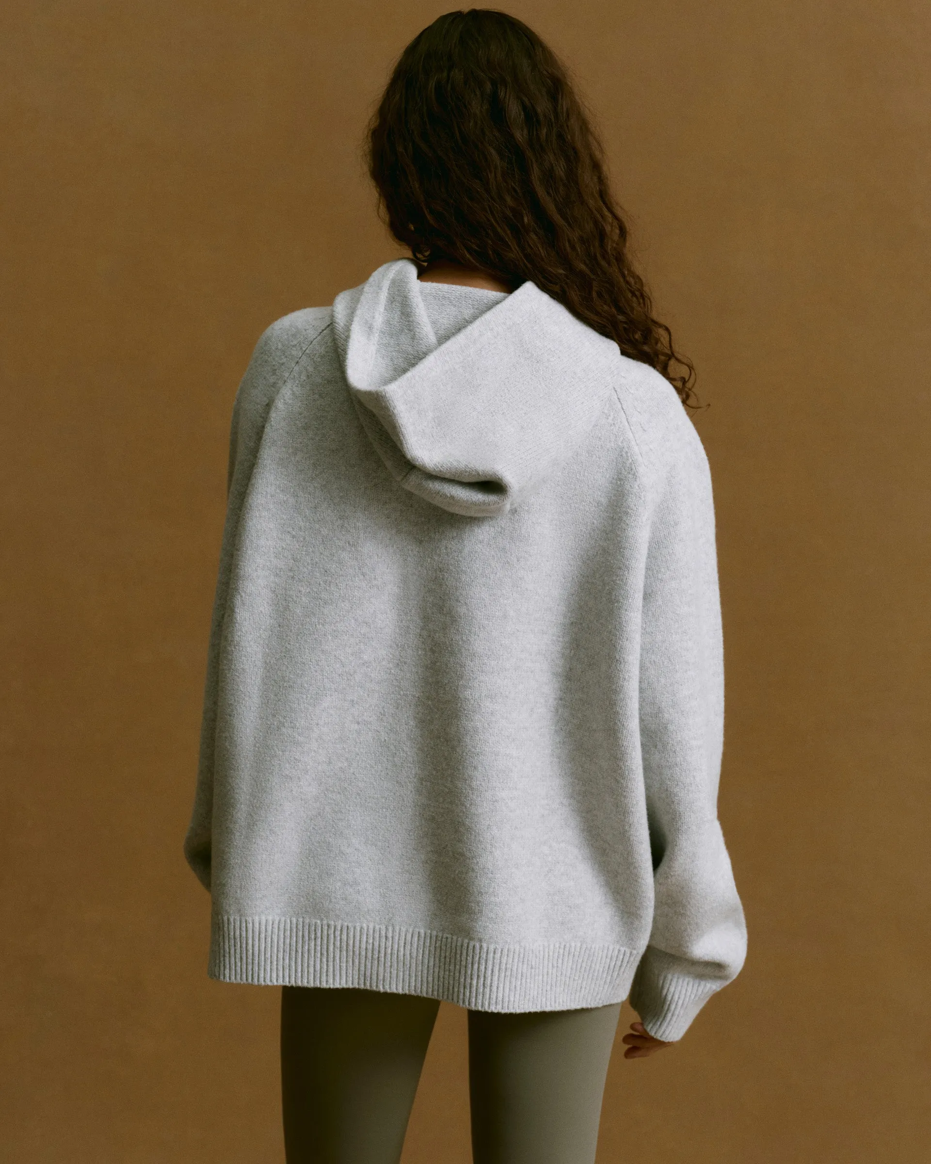 Varsity Boucle Oversized Knit Hoodie - Light Grey Melange/Marshmallow White sold by Adanola product image thumbnail 2