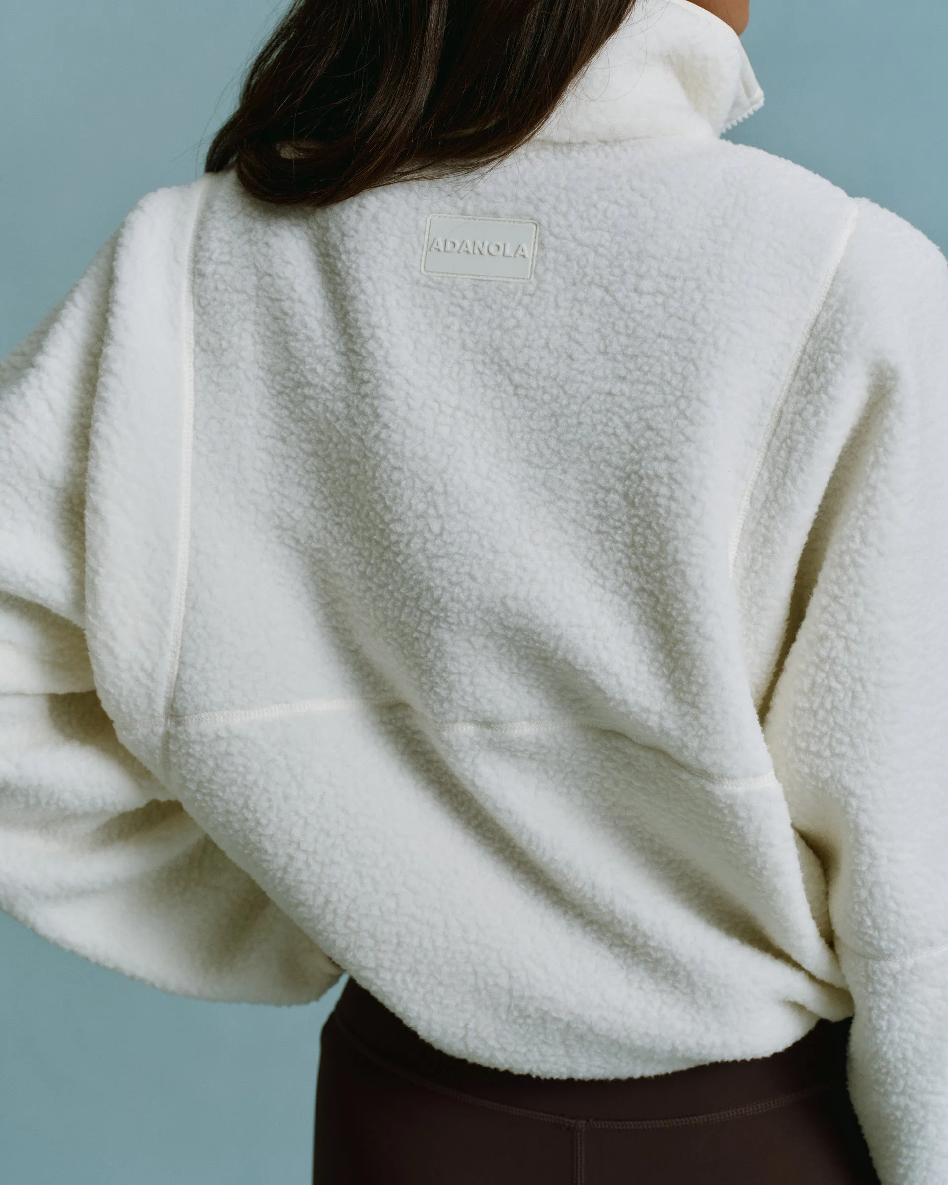 Seam Detail Quarter Zip Polar Fleece - Marshmallow White sold by Adanola product image thumbnail 2