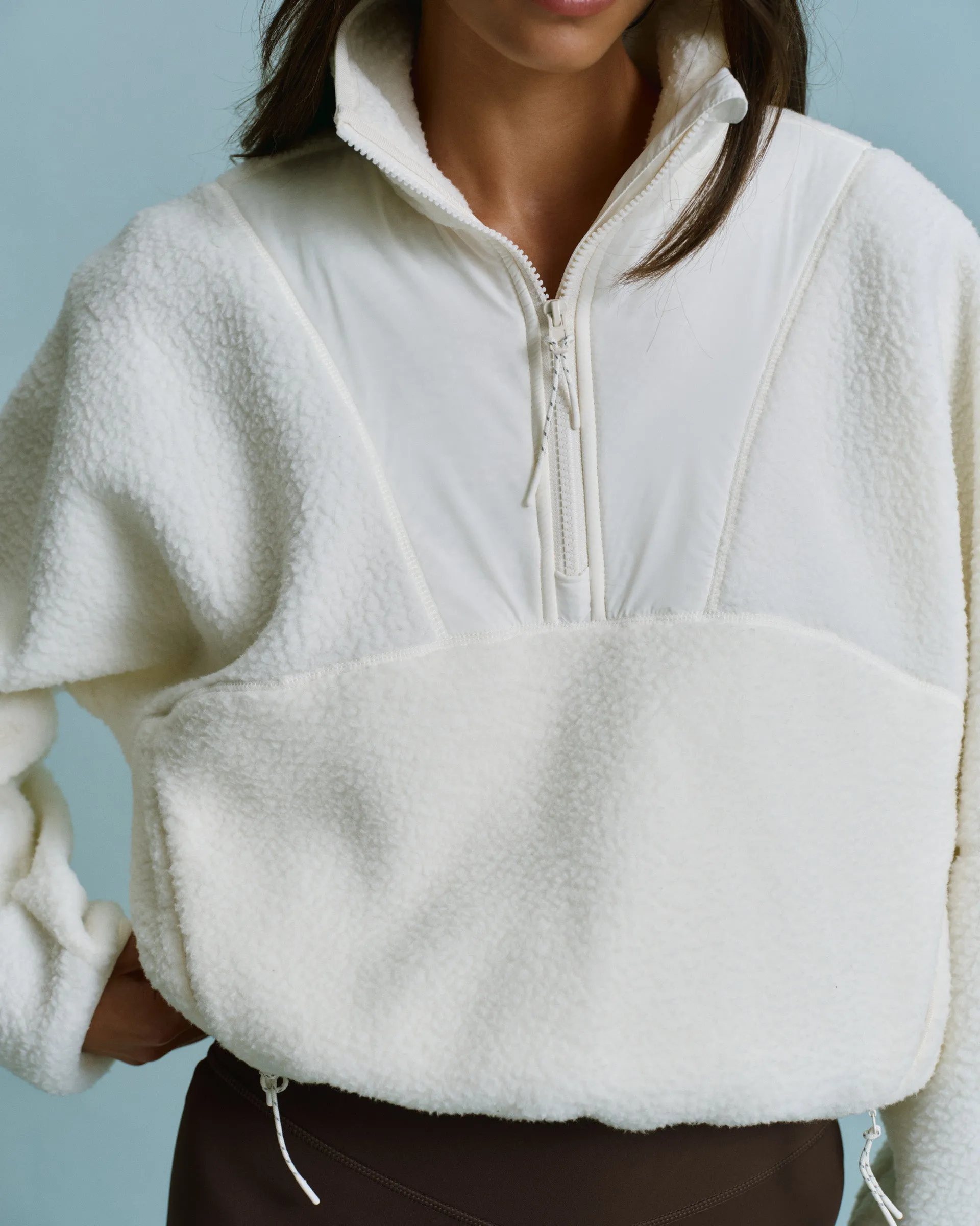 Seam Detail Quarter Zip Polar Fleece - Marshmallow White sold by Adanola product image thumbnail 3