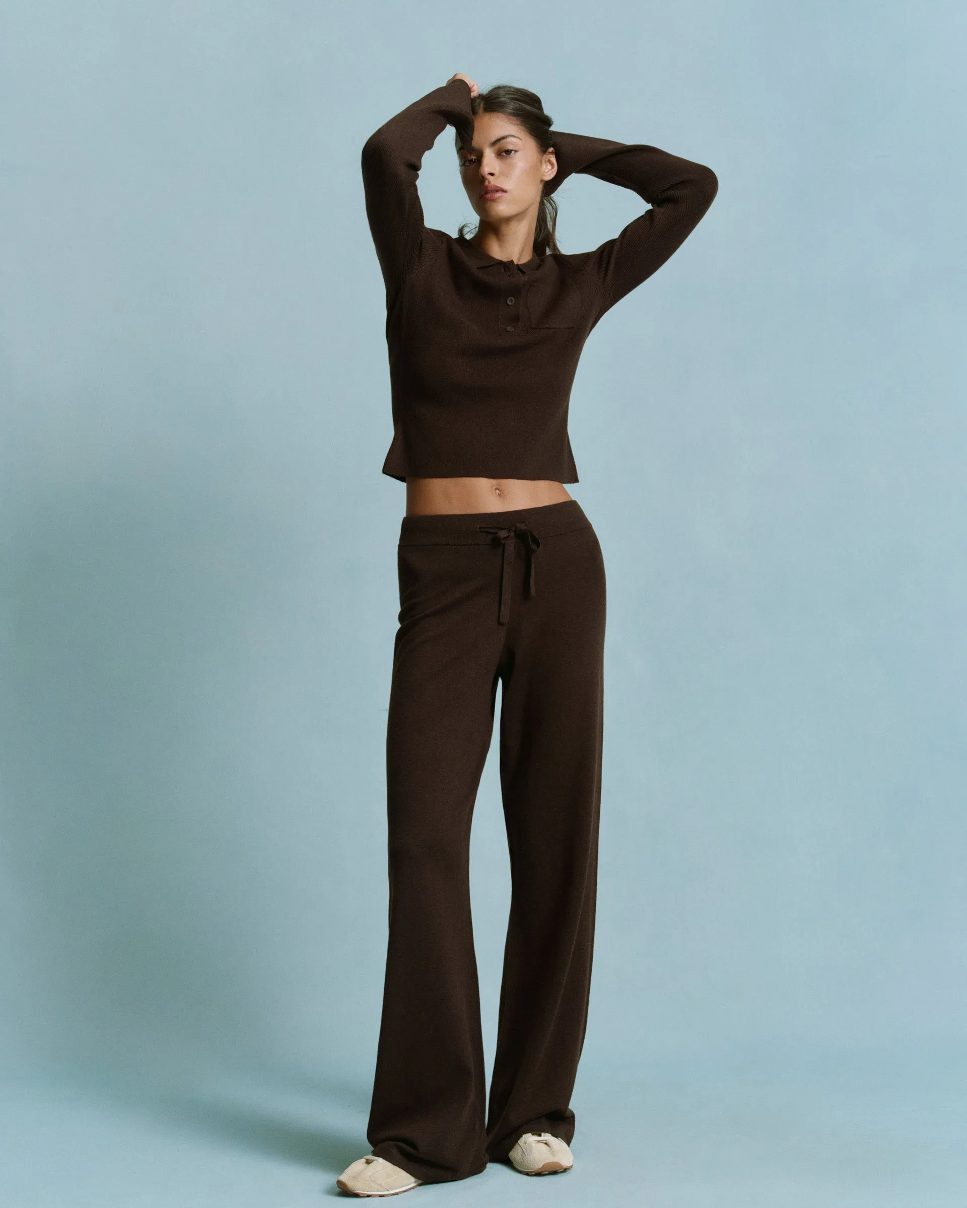 Knit Long Sleeve Button Up Top - Coffee Bean sold by Adanola product image thumbnail 3