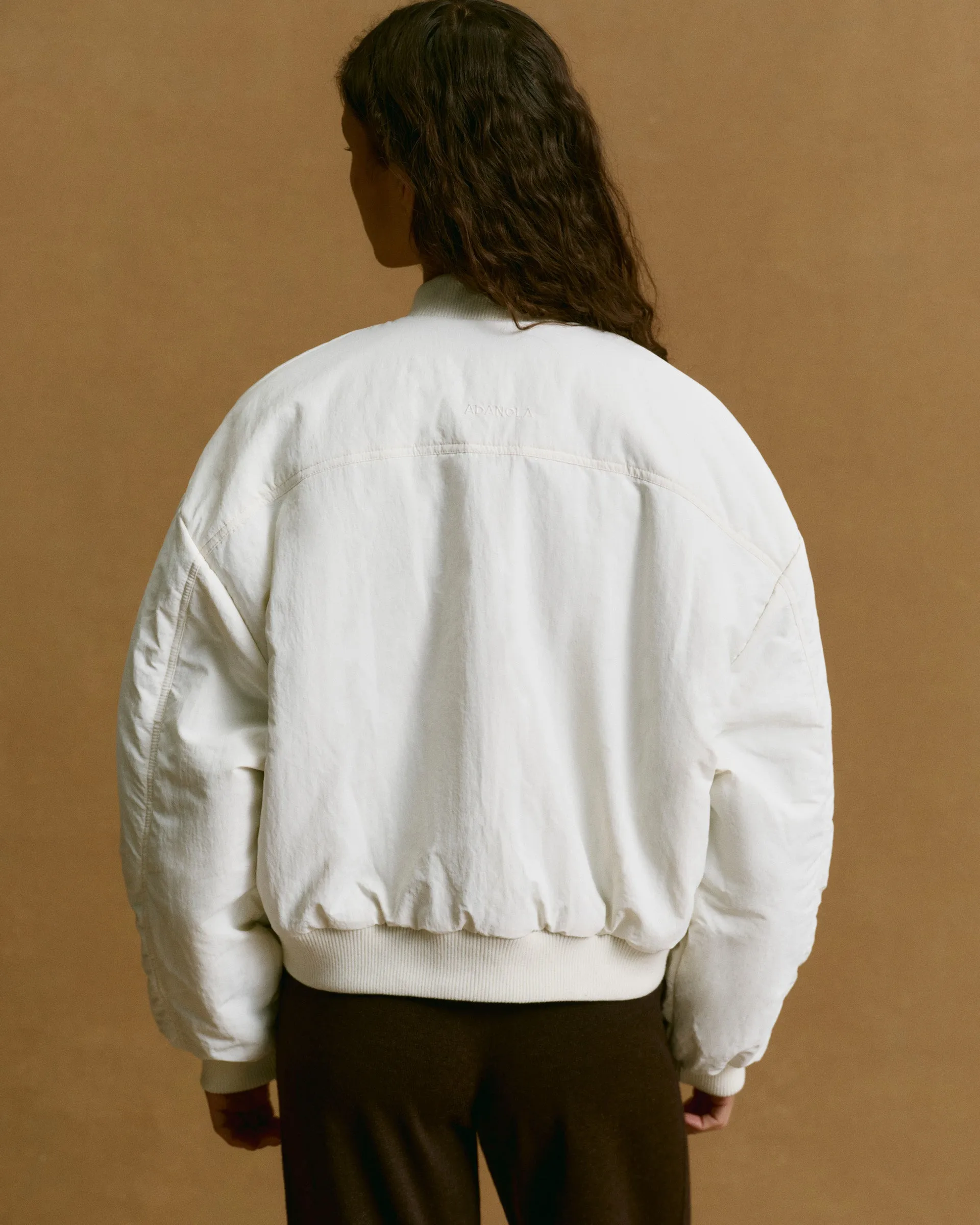 Drop Shoulder Reversible Bomber Jacket - Coffee Bean/Marshmallow White sold by Adanola product image thumbnail 5
