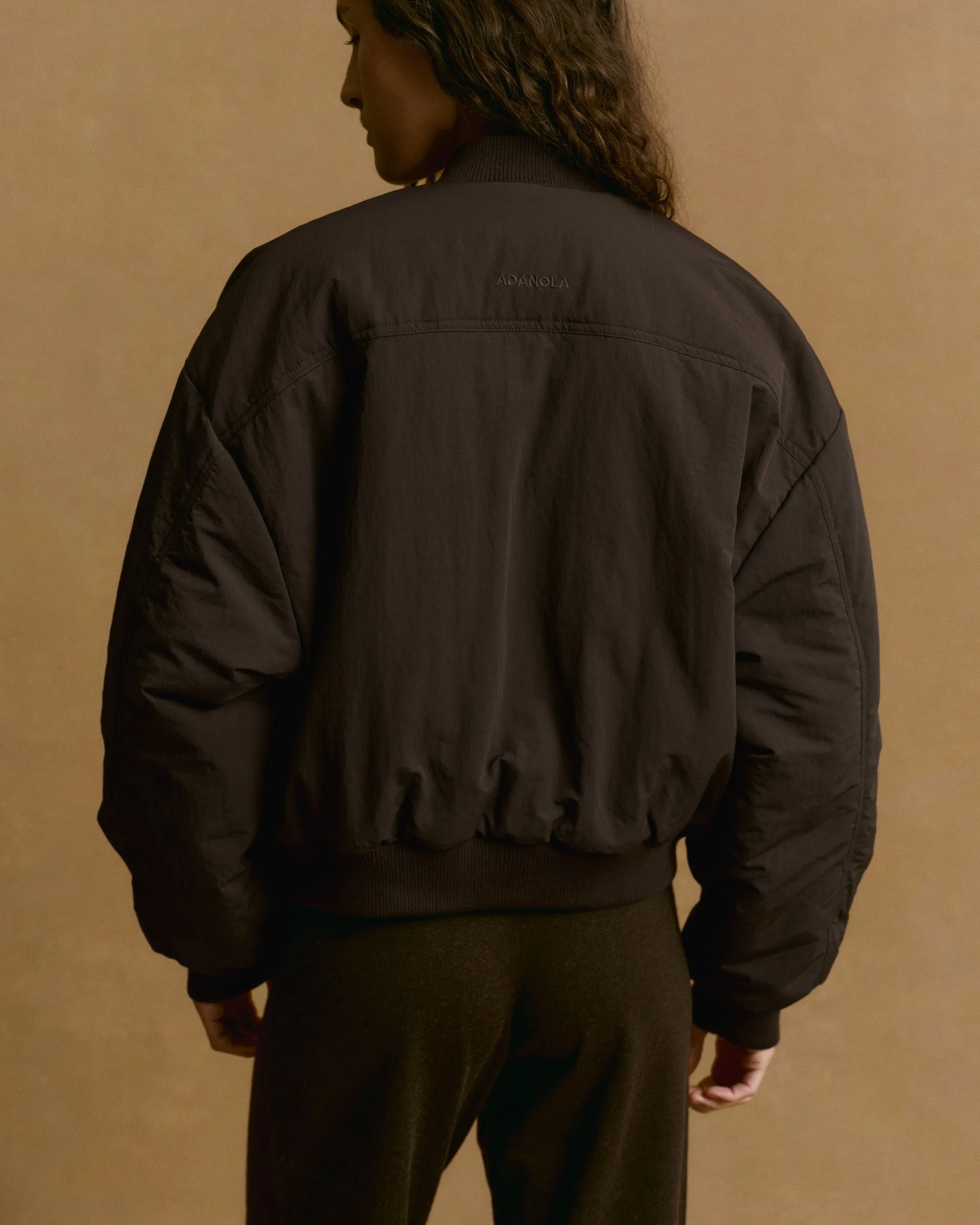 Drop Shoulder Reversible Bomber Jacket - Coffee Bean/Marshmallow White sold by Adanola product image thumbnail 2