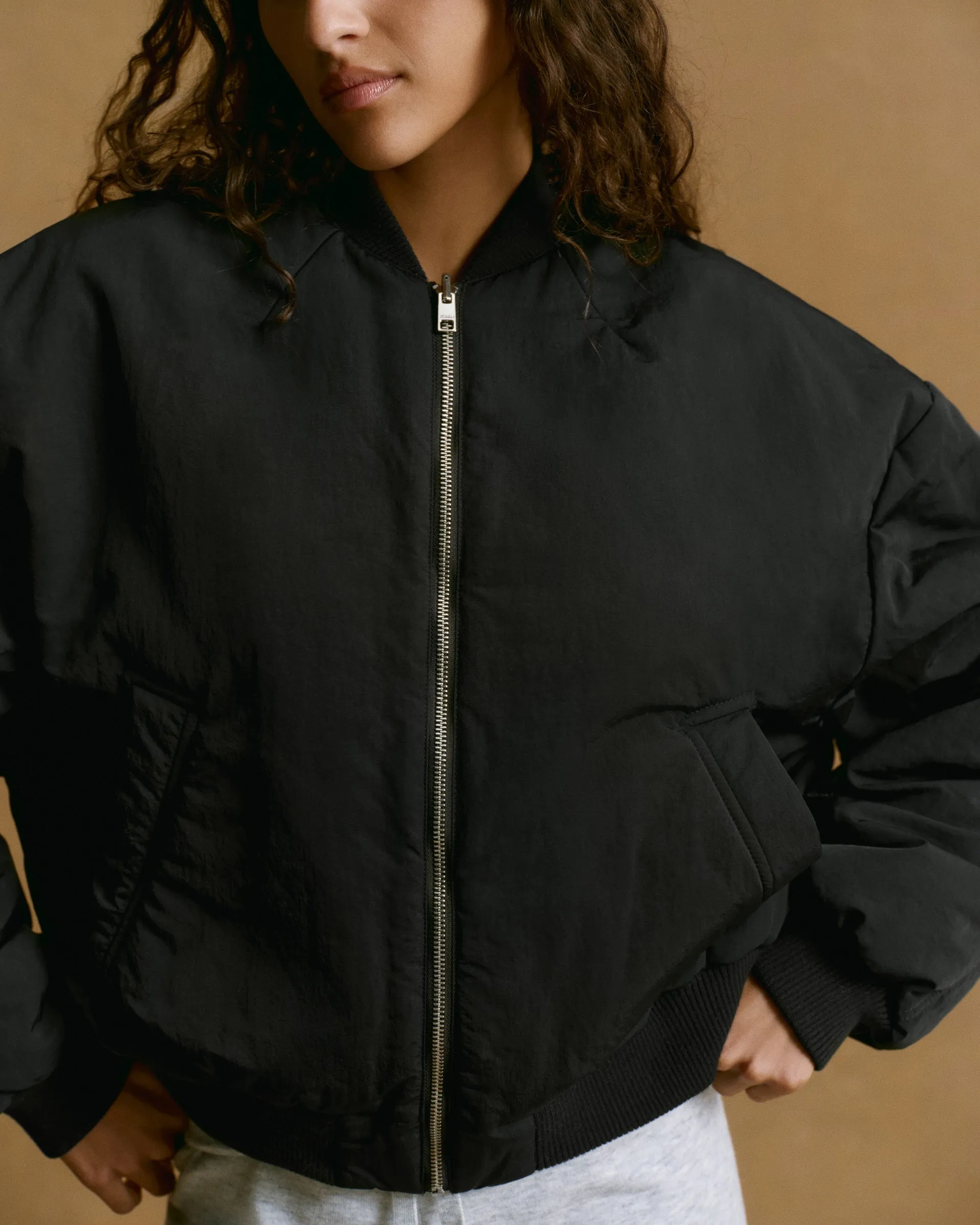 Drop Shoulder Reversible Bomber Jacket - Black/Olive Green sold by Adanola product image thumbnail 5