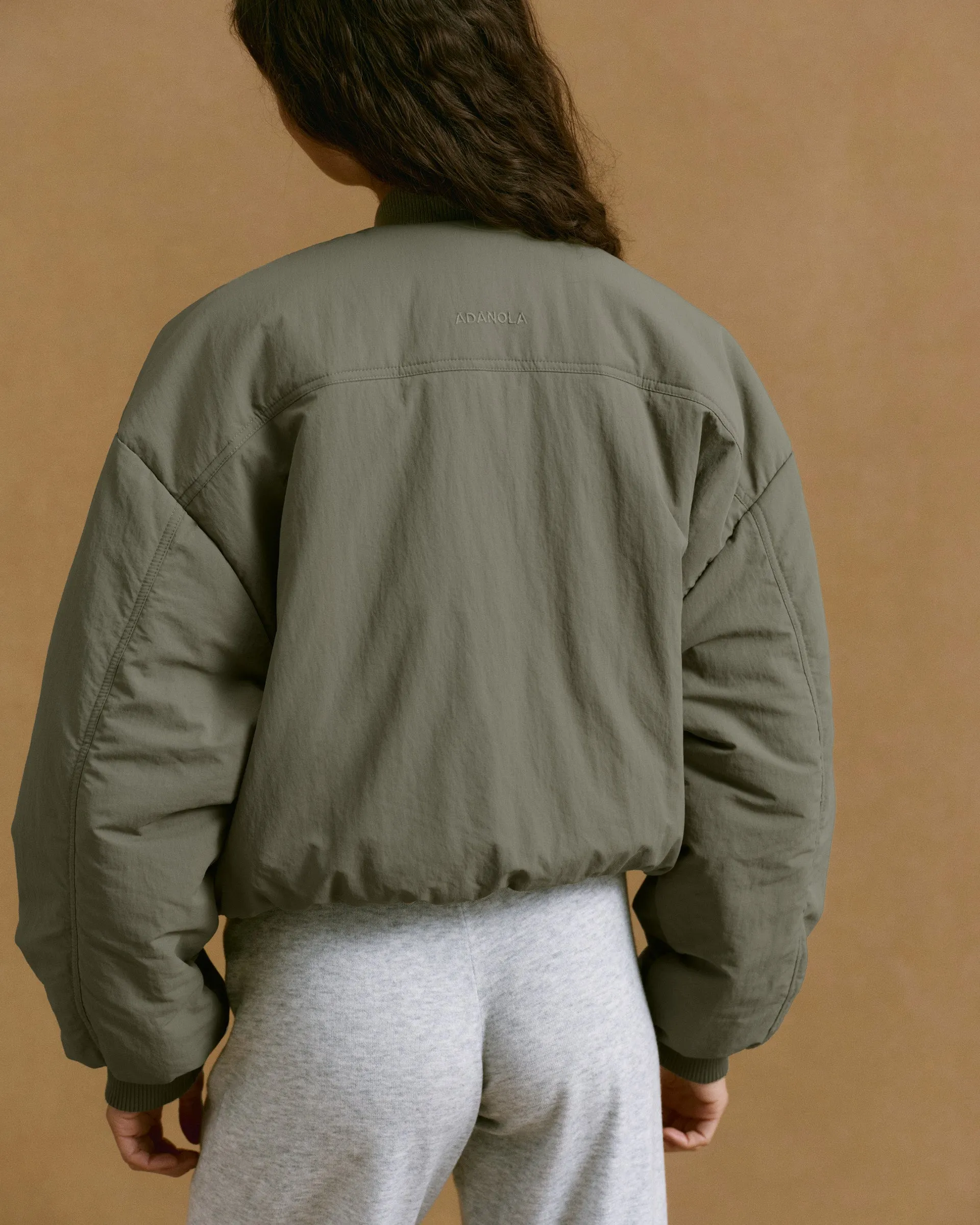 Drop Shoulder Reversible Bomber Jacket - Black/Olive Green sold by Adanola product image thumbnail 2