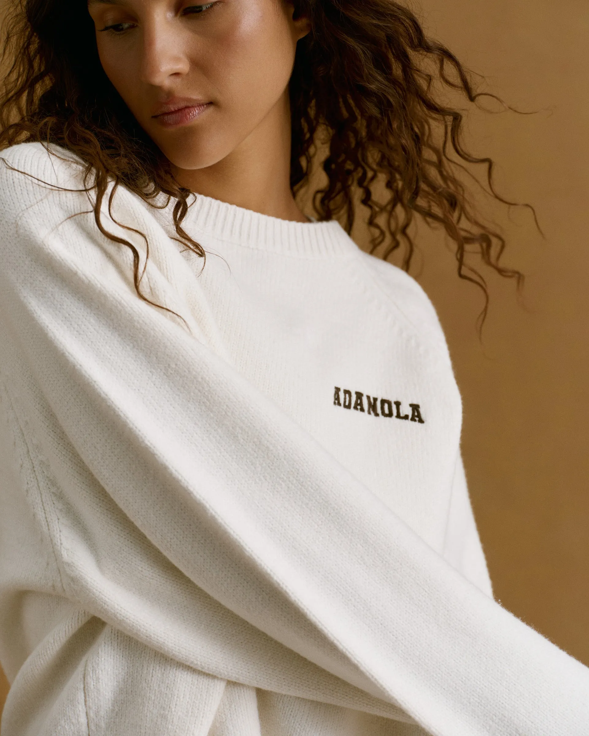 Chest Varsity Oversized Sweatshirt - Cream/Coffee Bean sold by Adanola product image thumbnail 3