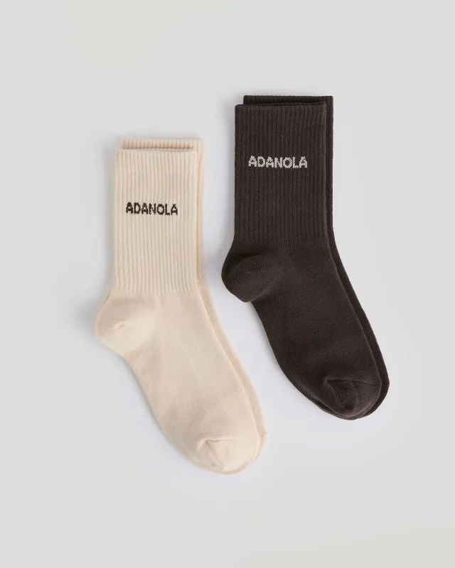 2 Pack Socks - Cream/Coffee Bean sold by Adanola