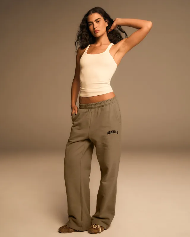 Varsity Straight Leg Sweatpants - Clay Beige sold by Adanola