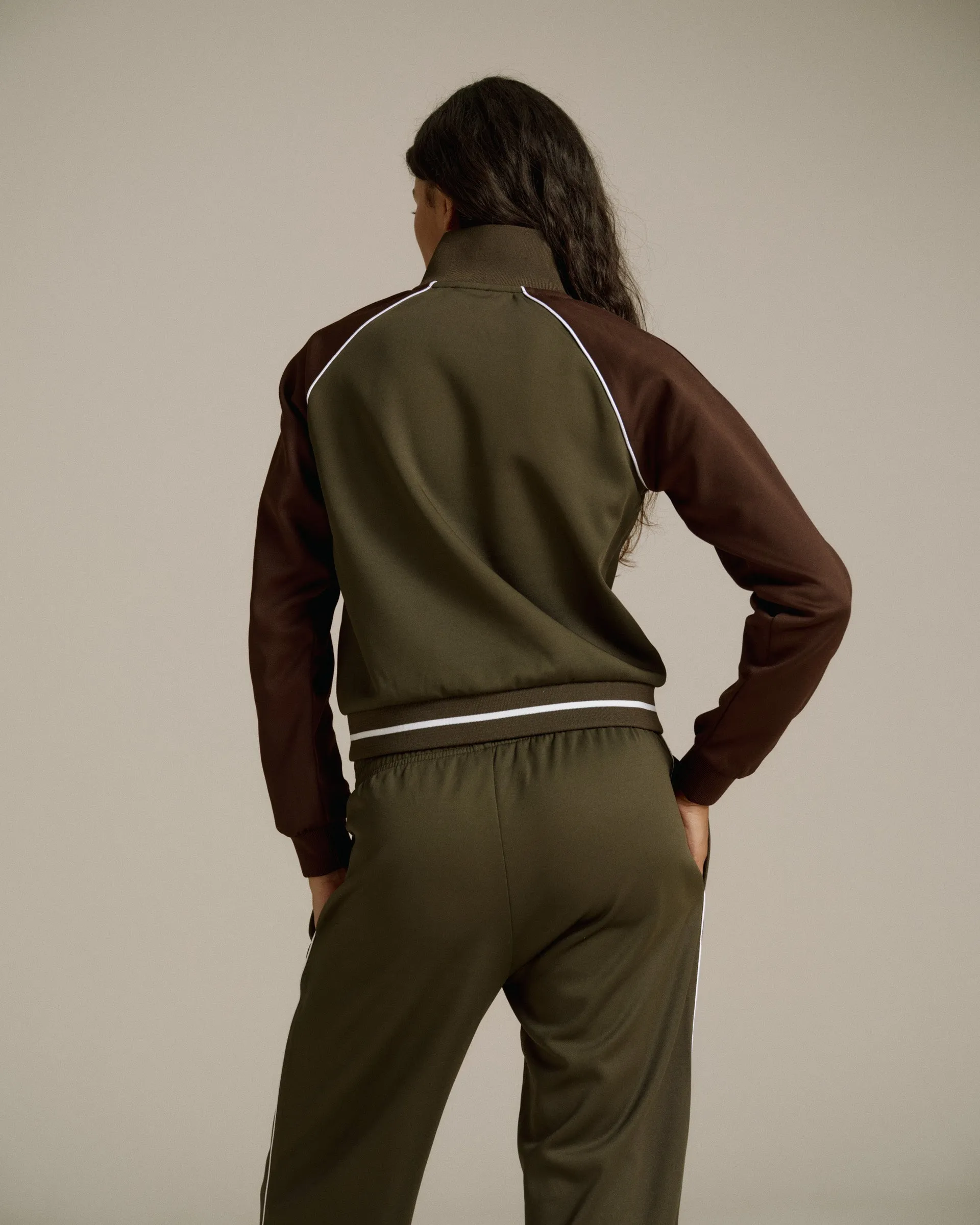 Jersey Track Jacket - Chocolate Brown/Fern Green sold by Adanola product image thumbnail 2