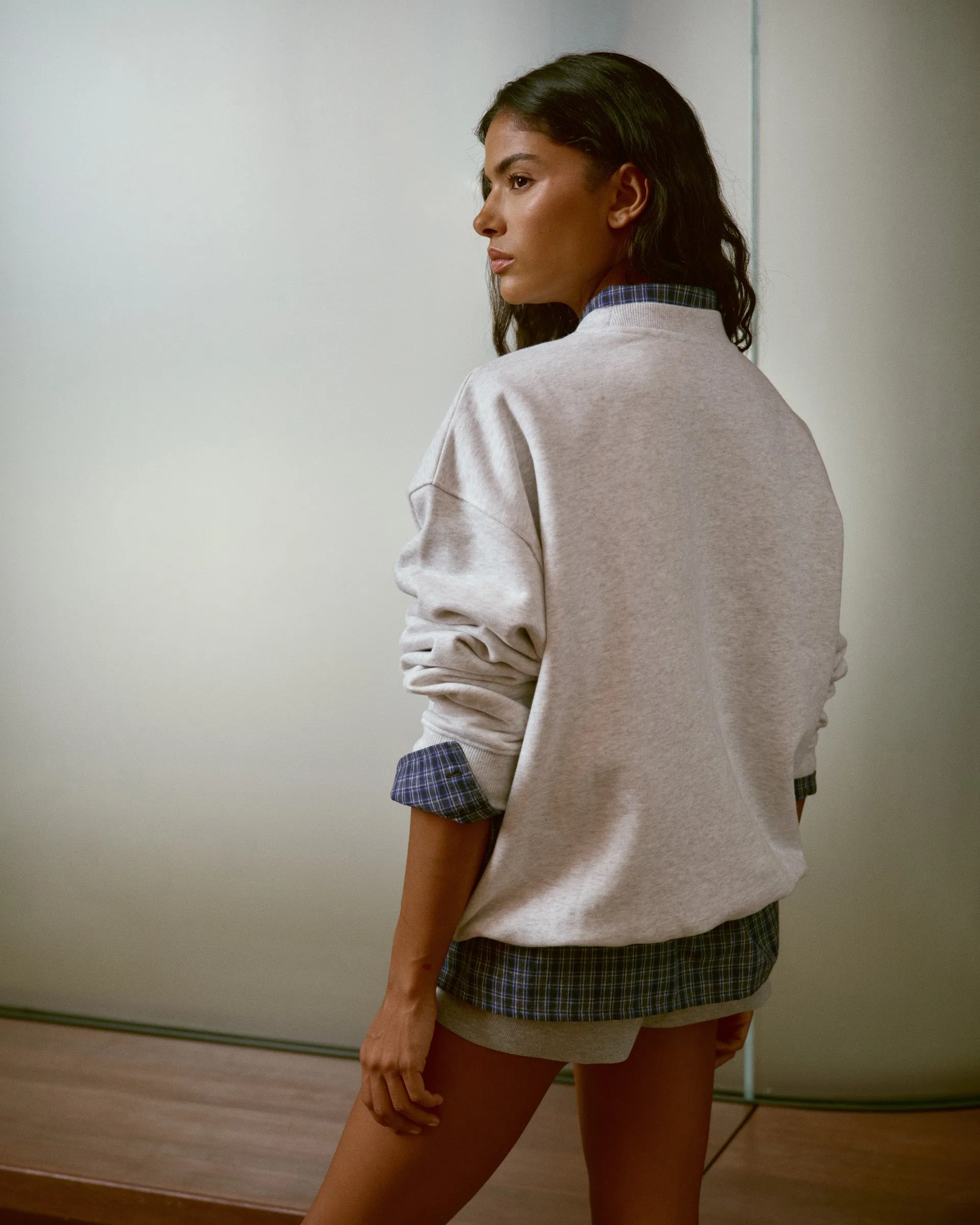 AS Chain Stitch Oversized Sweatshirt - Light Grey Melange/Slate Blue sold by Adanola product image thumbnail 2