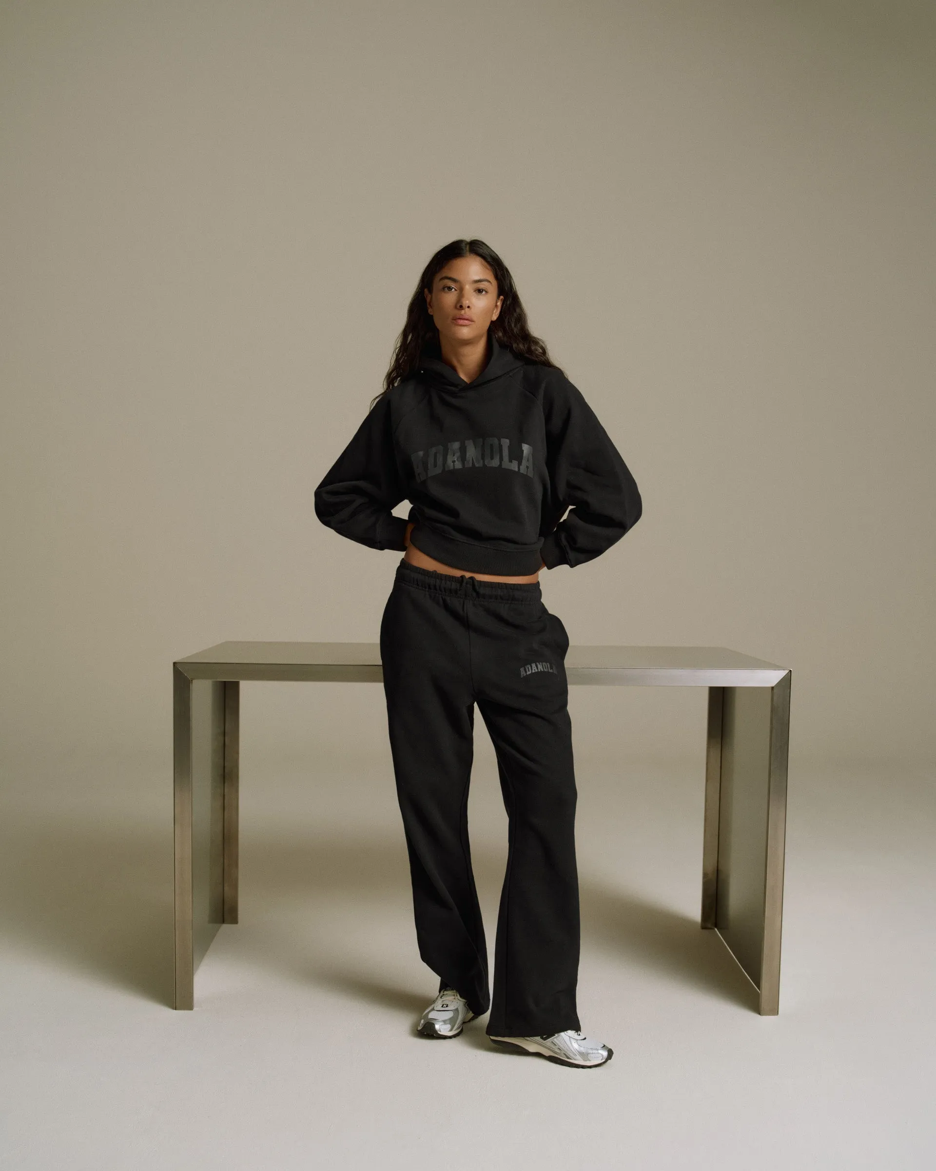 Varsity Loose Fit Straight Leg Sweatpants - Black sold by Adanola product image thumbnail 4