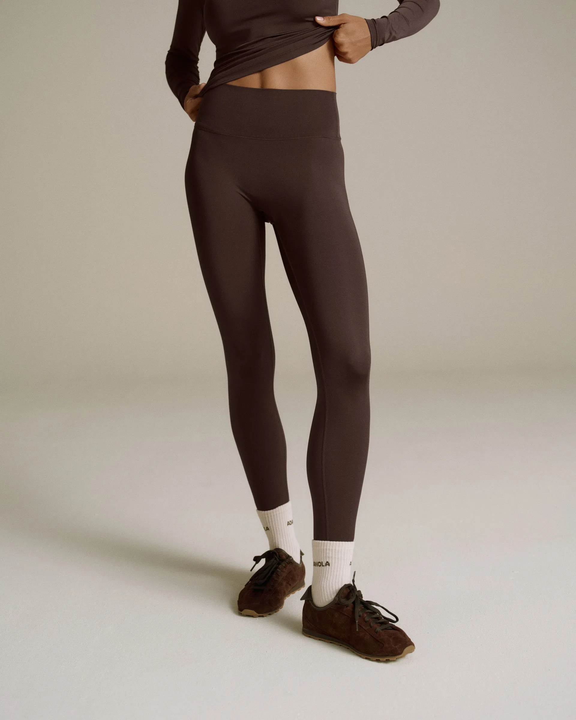 Ultimate Gloss Leggings - Chocolate Brown sold by Adanola