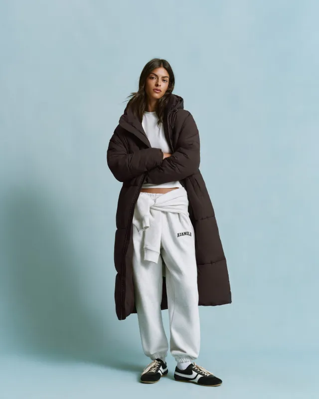 Longline Puffer Jacket - Coffee Bean sold by Adanola