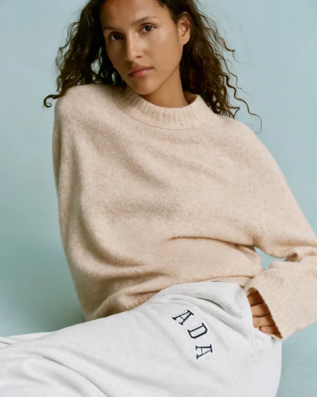 Knit Oversized Crew Sweatshirt - Oatmeal sold by Adanola