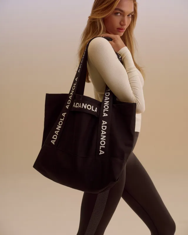 Branded Strap Tote Bag - Coffee Bean/Cream sold by Adanola