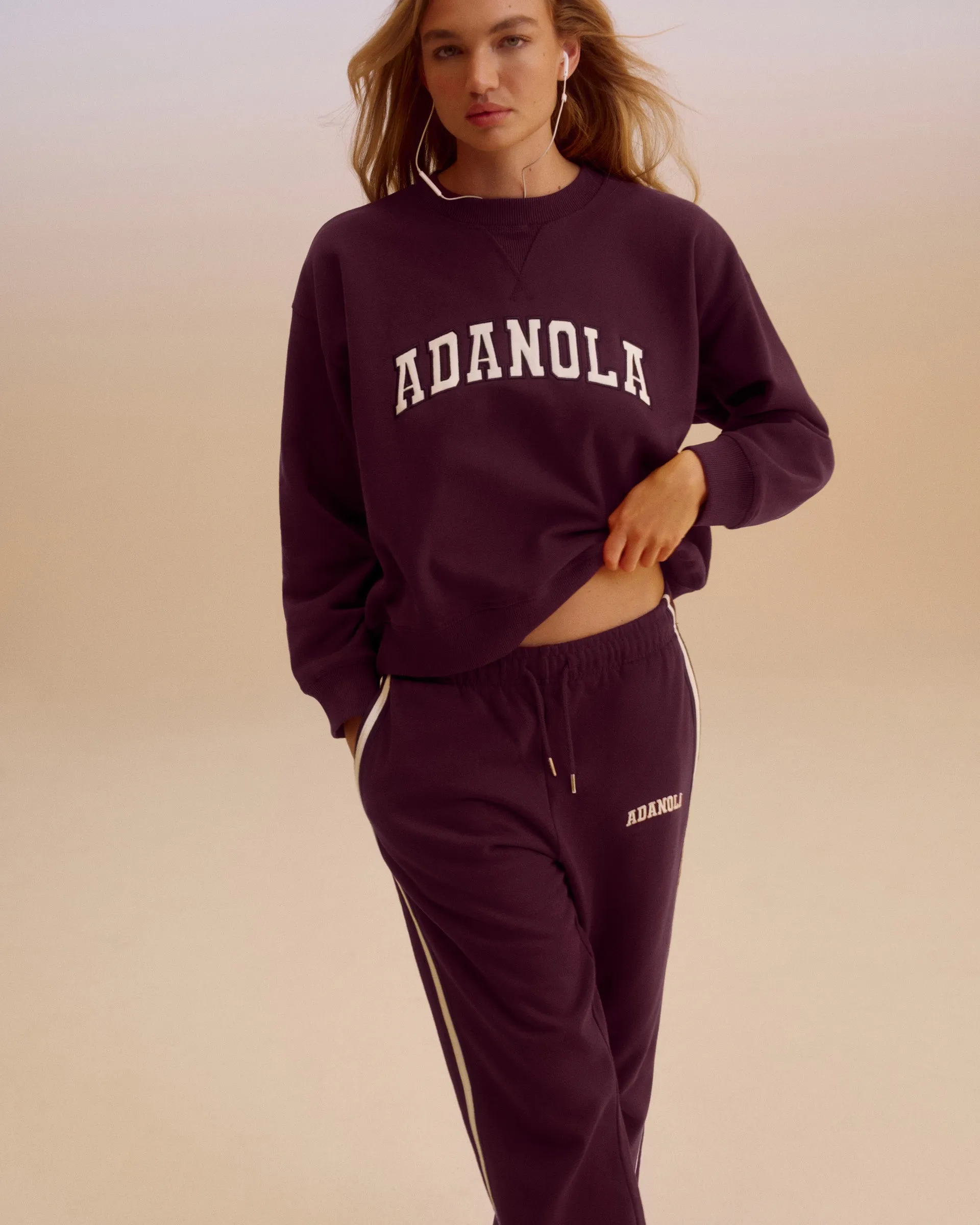 Varsity Loose Fit Sweatshirt - Dark Cherry/Marshmallow White sold by Adanola product image thumbnail 3