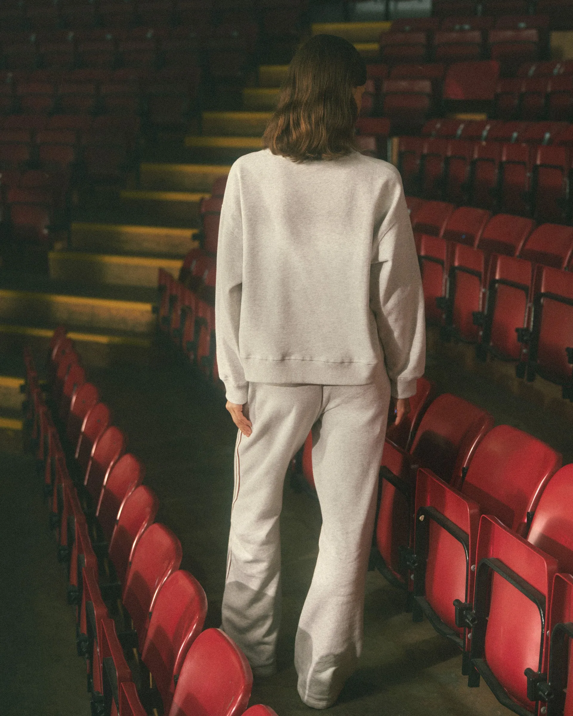 Varsity Loose Fit Straight Leg Sweatpants - Light Grey Melange/Dark Cherry sold by Adanola product image thumbnail 2