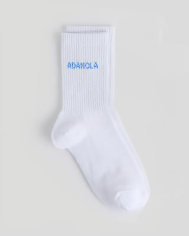 Socks - White/Ice Blue sold by Adanola