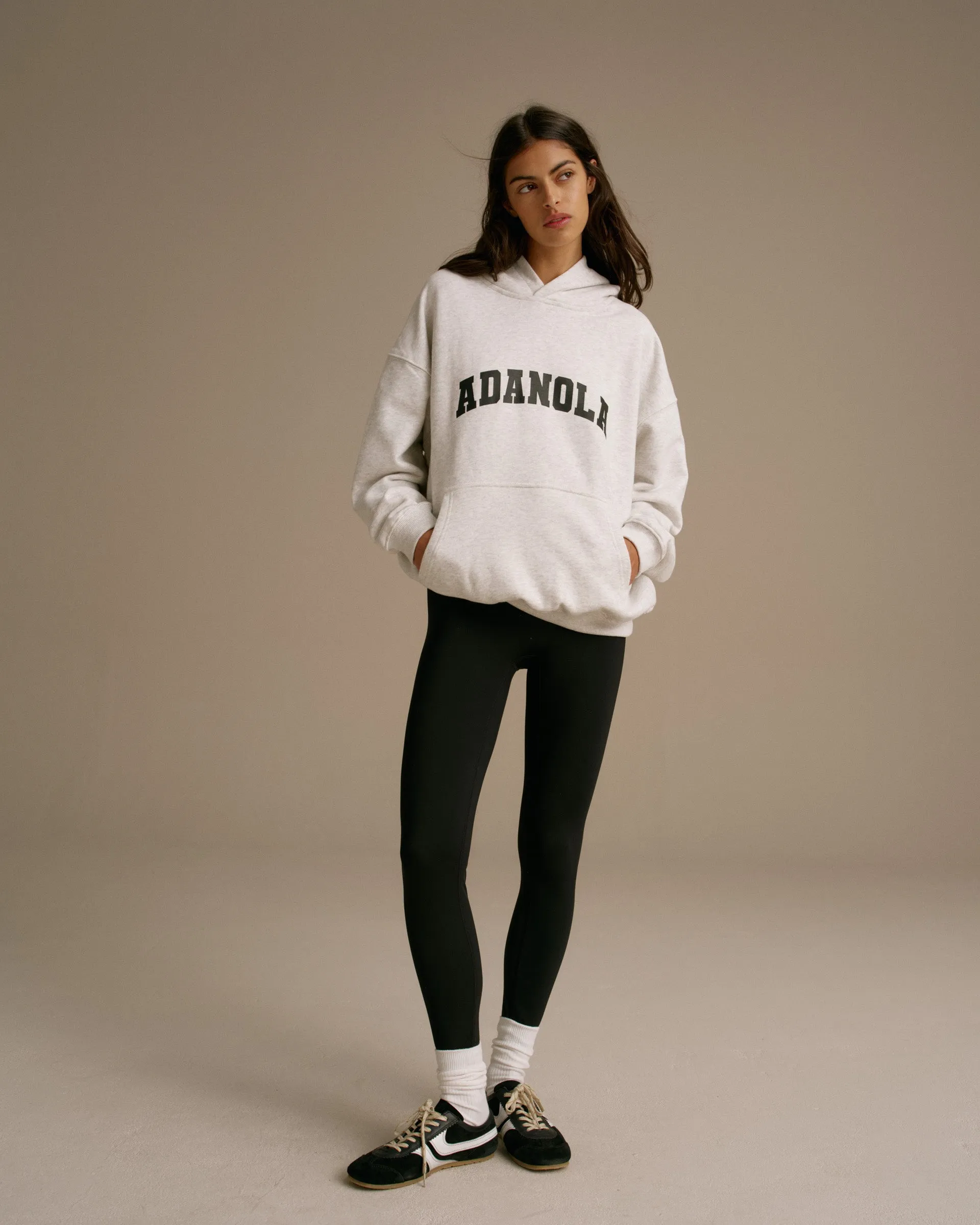 Varsity Oversized Hoodie - Light Grey Melange/Black sold by Adanola product image thumbnail 4