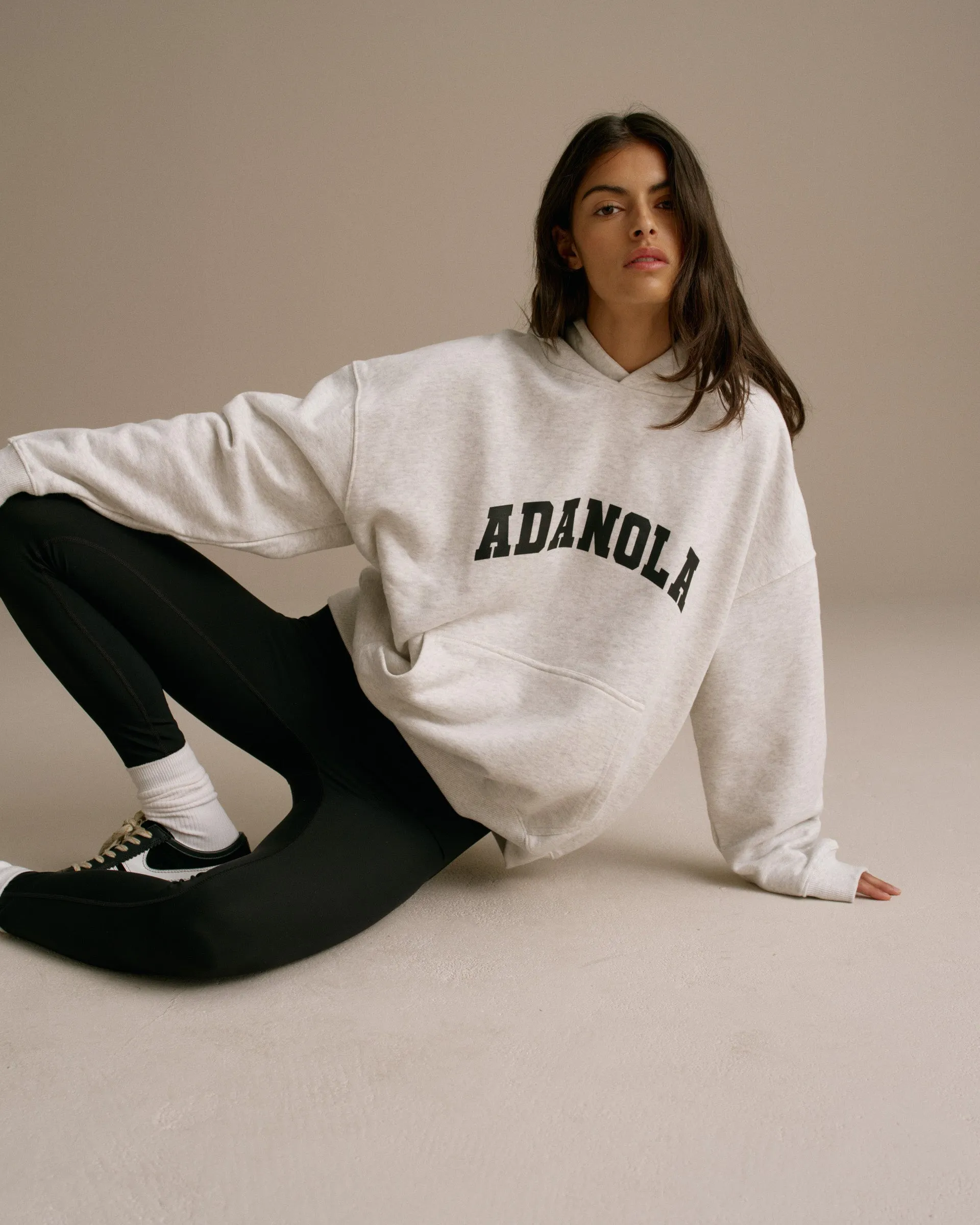 Varsity Oversized Hoodie - Light Grey Melange/Black sold by Adanola product image thumbnail 5