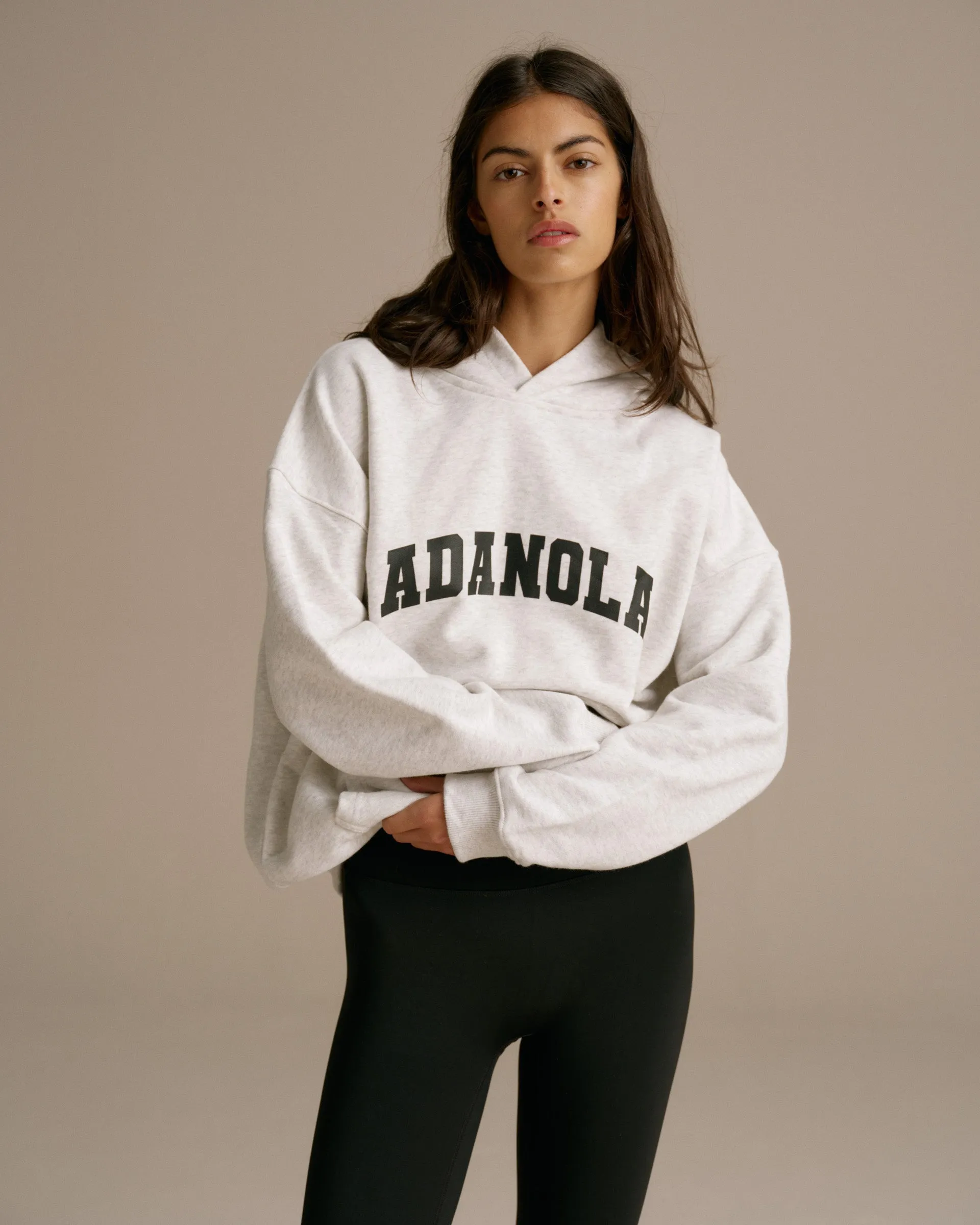 Varsity Oversized Hoodie - Light Grey Melange/Black sold by Adanola
