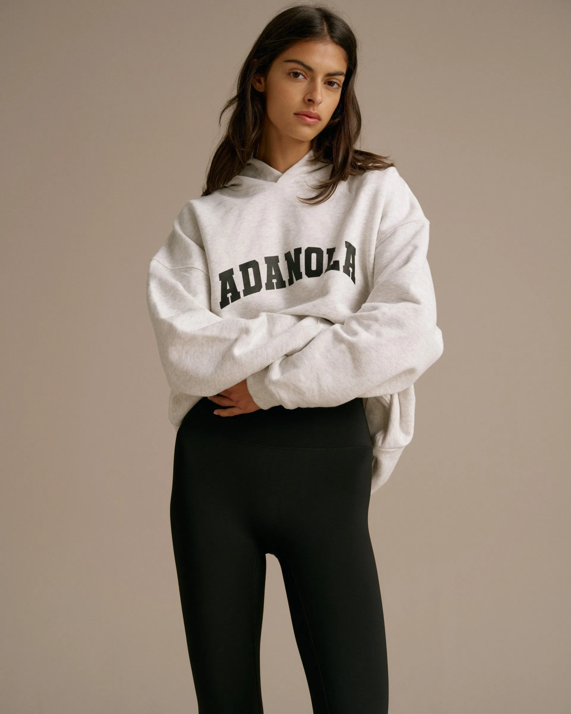 Varsity Oversized Hoodie - Light Grey Melange/Black sold by Adanola product image thumbnail 3