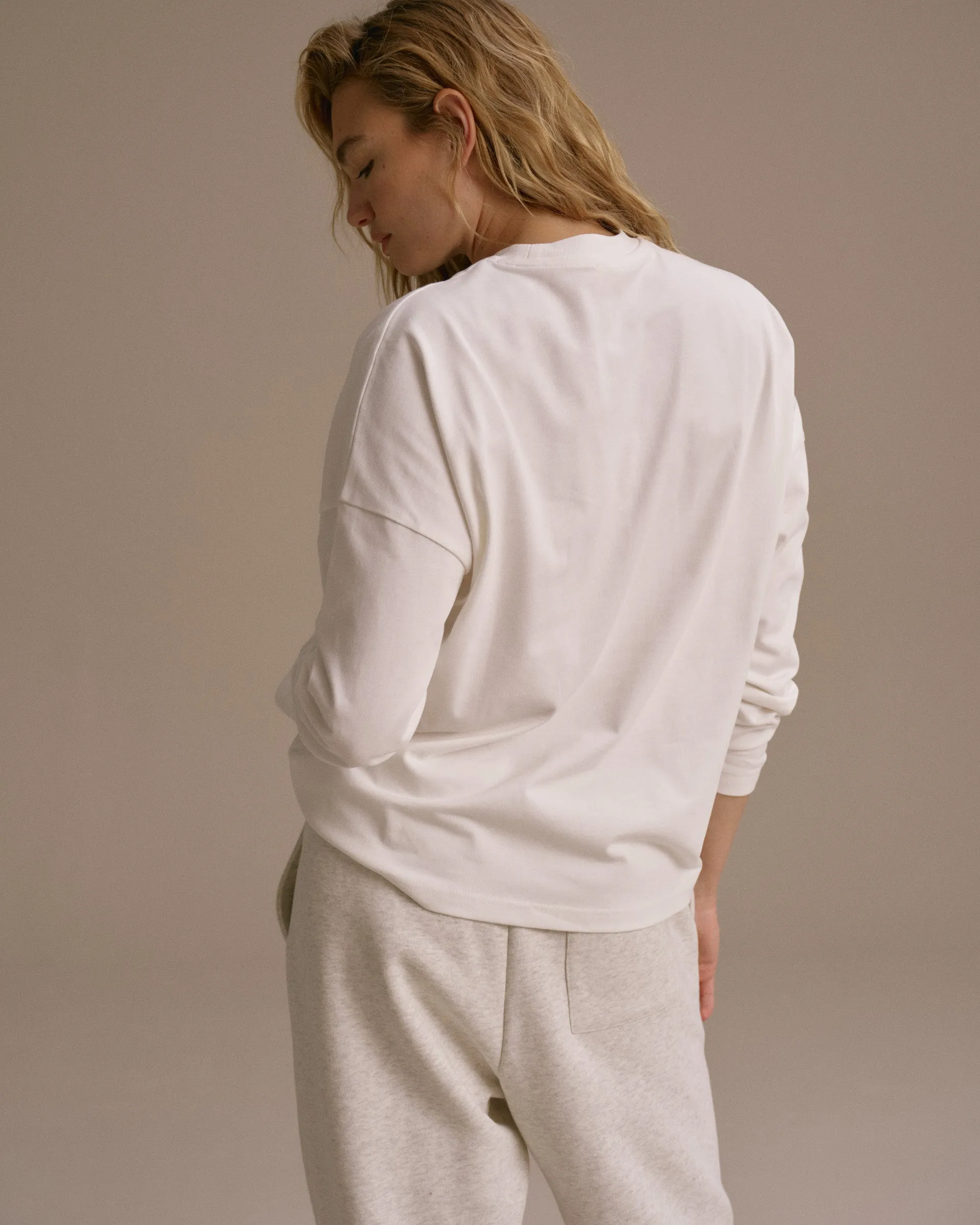 Varsity Long Sleeve Drop Shoulder T-shirt - White/Dark Olive sold by Adanola product image thumbnail 2