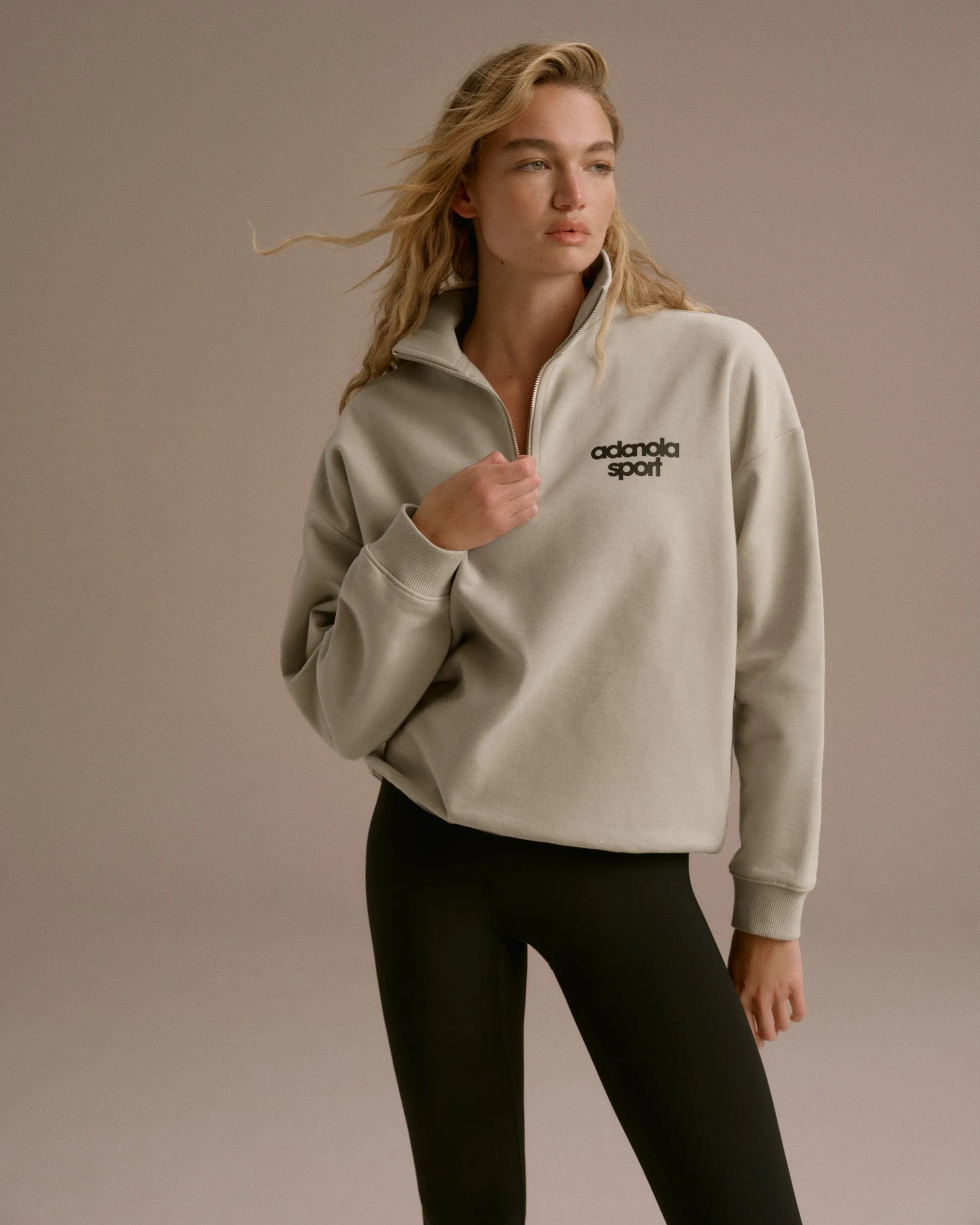 AS Bold Oversized Funnel Neck Zip Sweatshirt - Stone/Black sold by Adanola product image thumbnail 4