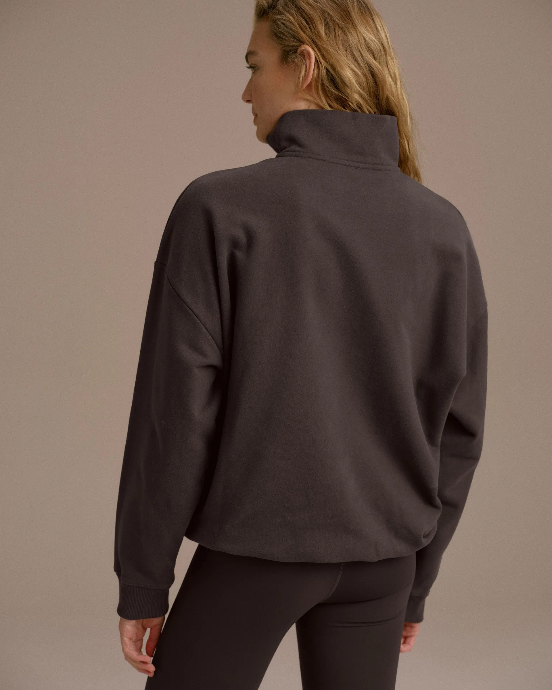 Campus Oversized Funnel Neck Zip Sweatshirt - Coffee Bean/Marshmallow White sold by Adanola product image thumbnail 3