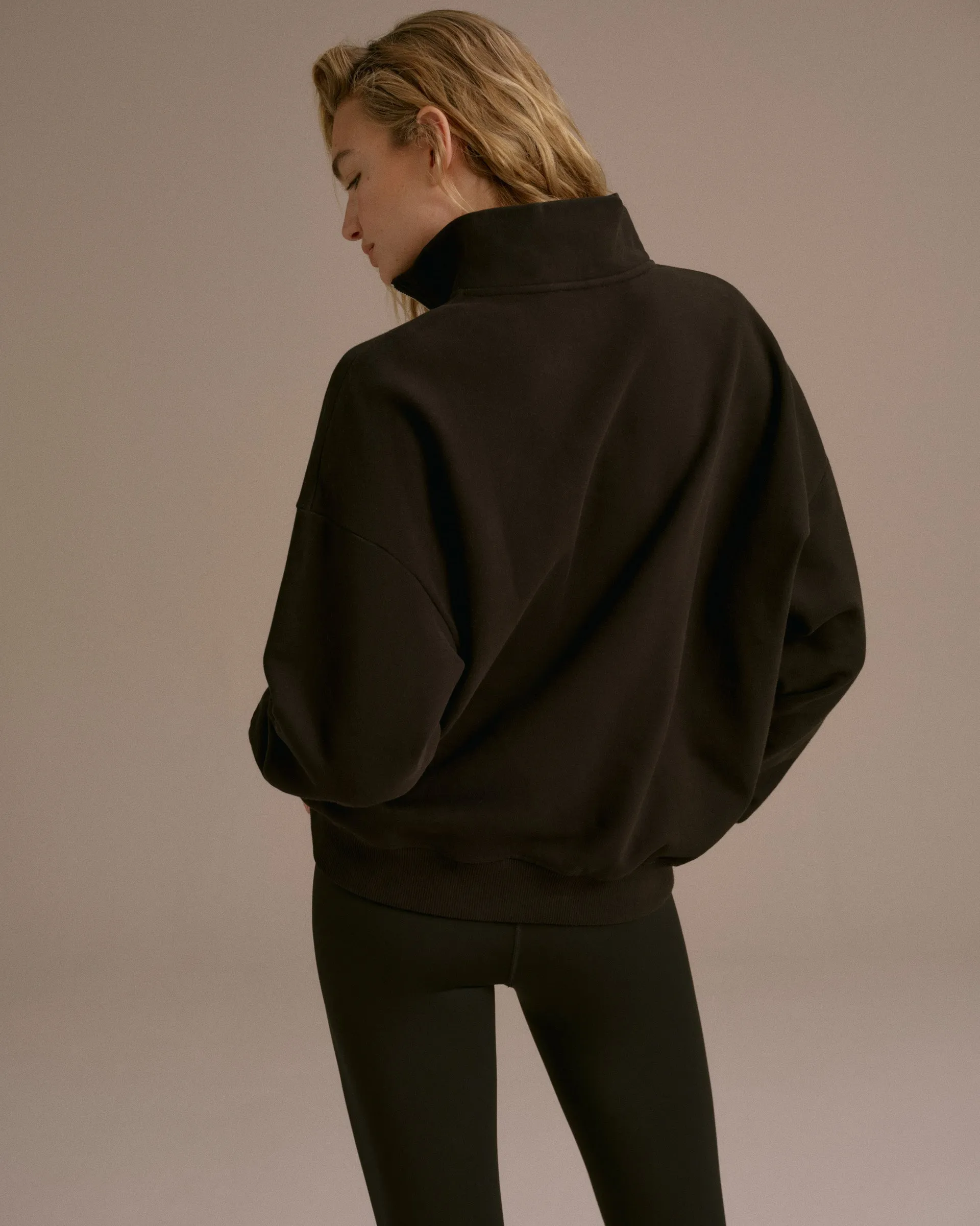 Varsity Oversized Funnel Neck Zip Sweatshirt - Black/Marshmallow White sold by Adanola product image thumbnail 2