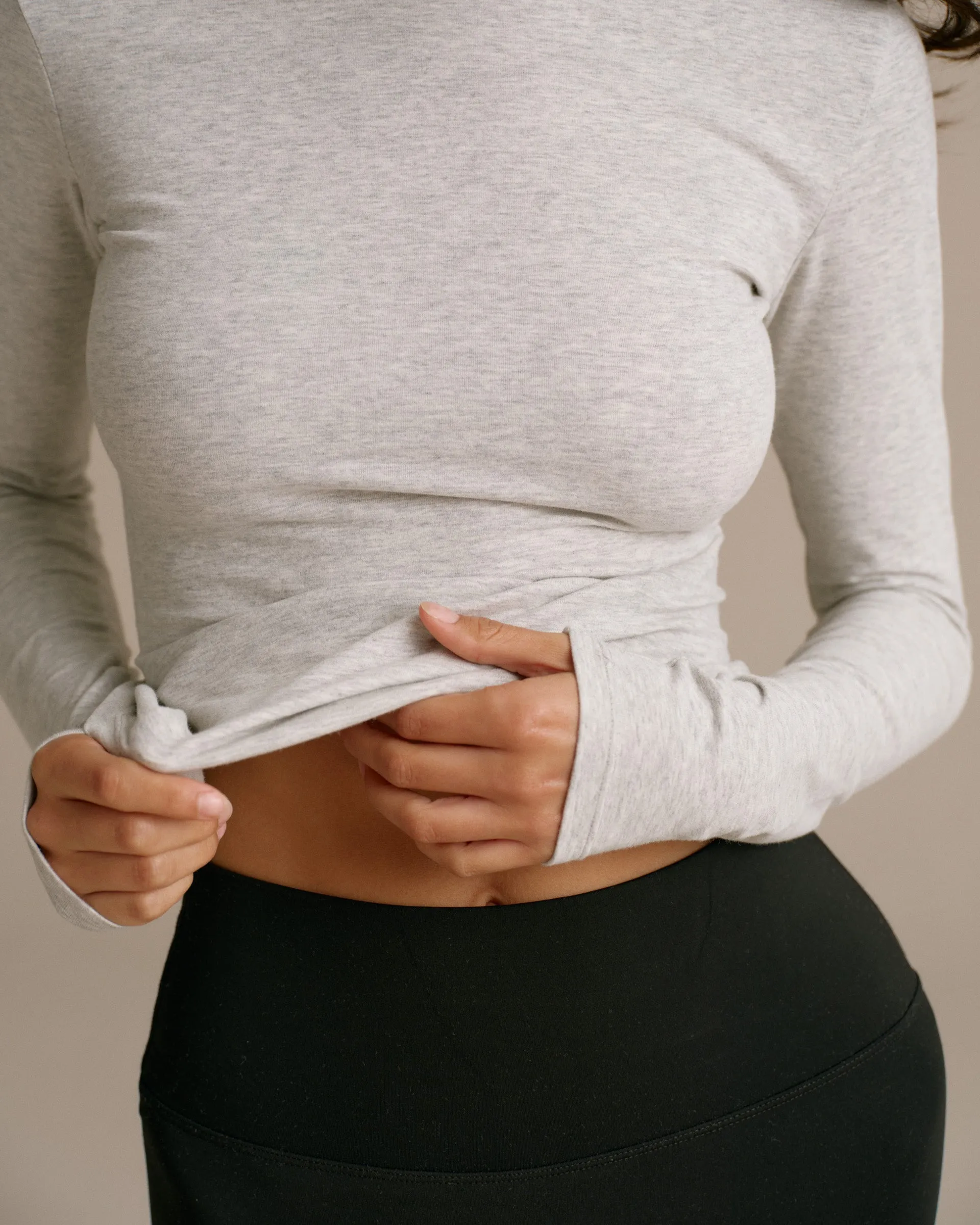 Cotton Long Sleeve Top - Grey Melange sold by Adanola product image thumbnail 3