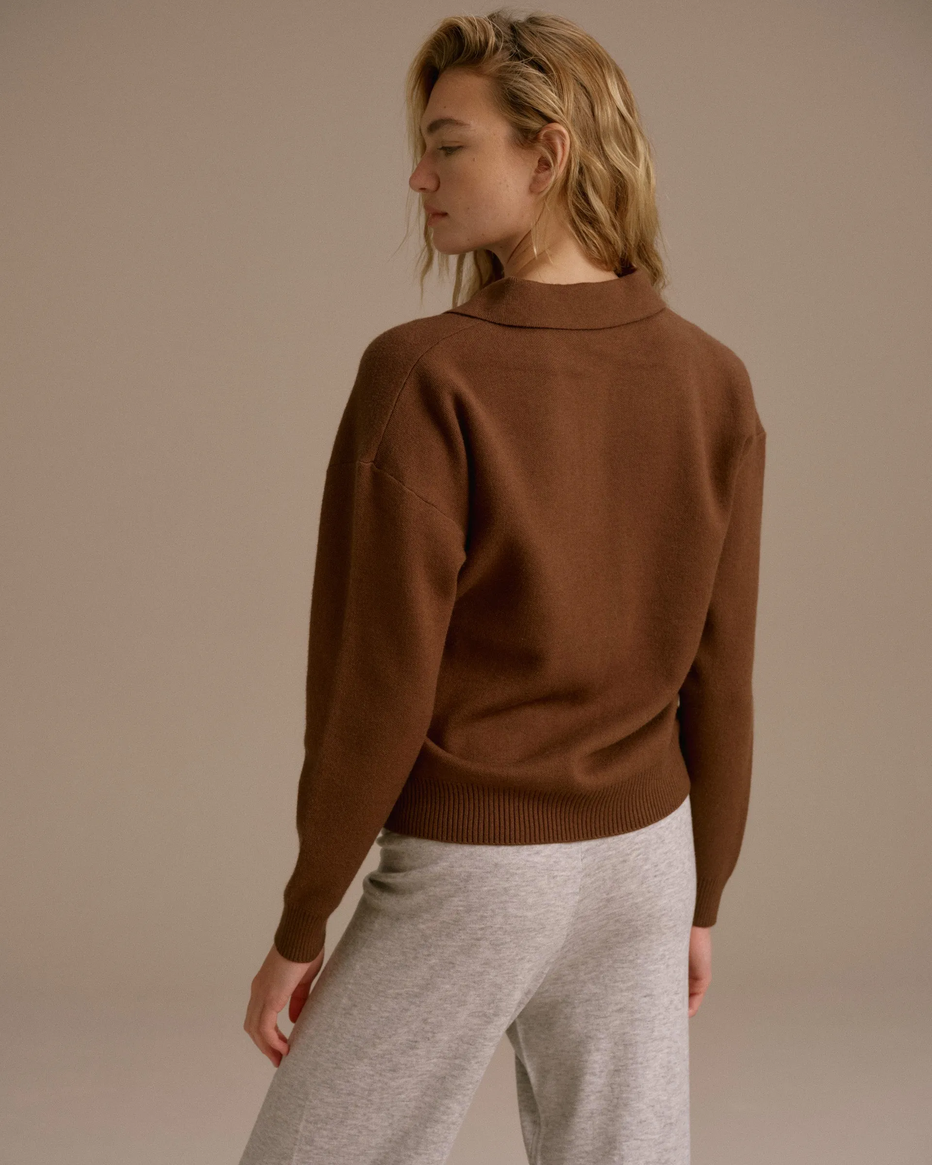 Knit Striped Rugby Sweatshirt - Brown/Blue sold by Adanola product image thumbnail 2